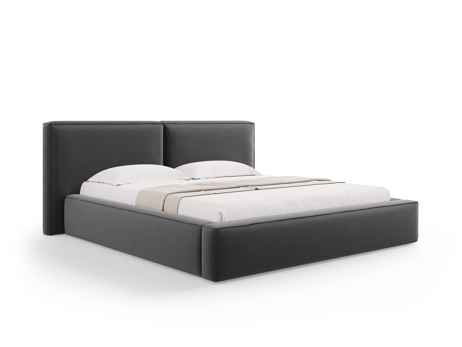Velvet Storage Bed With Double Headboard, "Jodie", 234x228x108