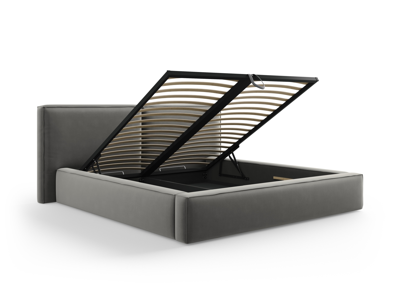 Velvet Storage Bed With Double Headboard, "Jodie", 234x228x108