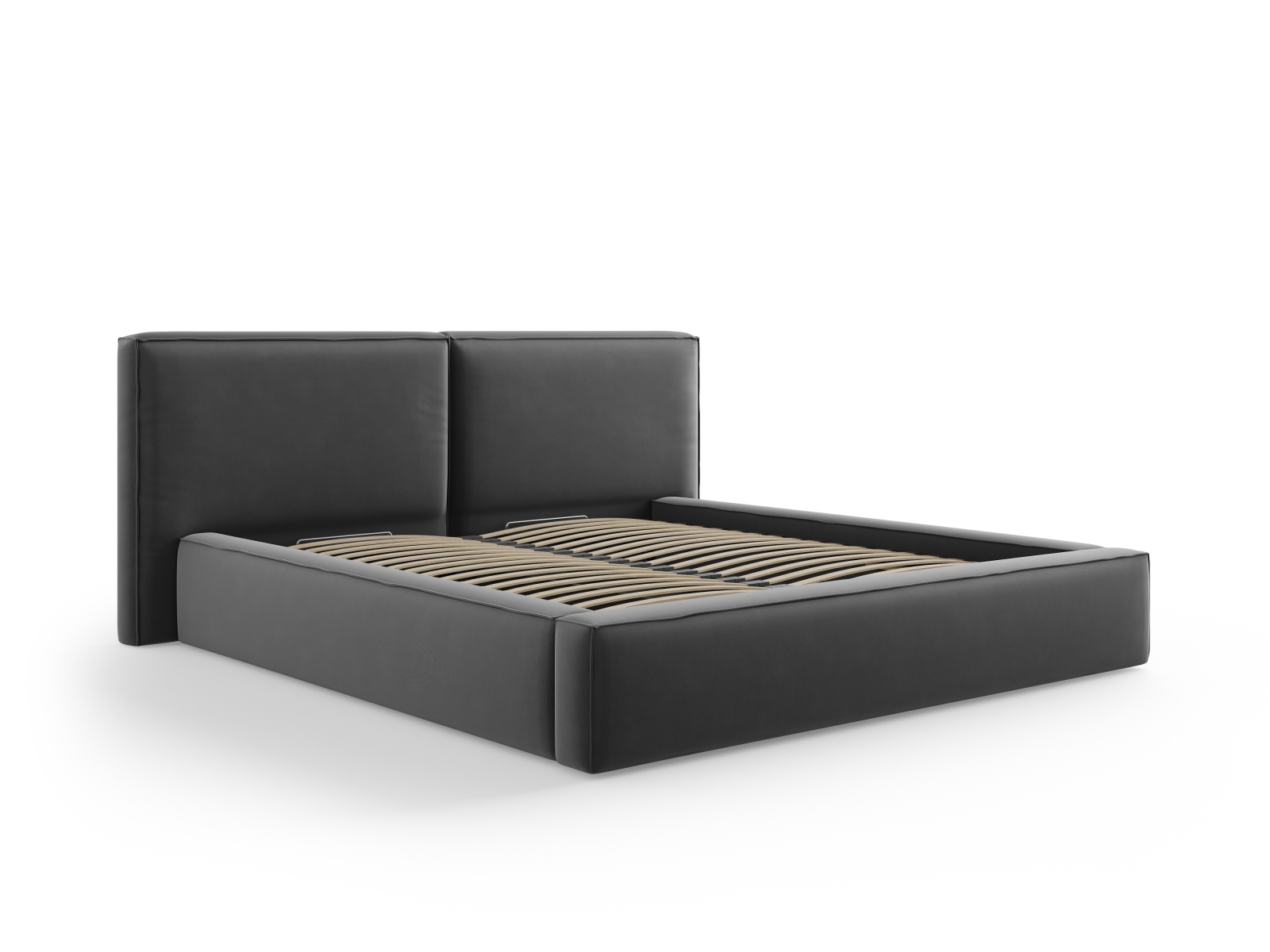 Velvet Storage Bed With Double Headboard, "Jodie", 234x228x108