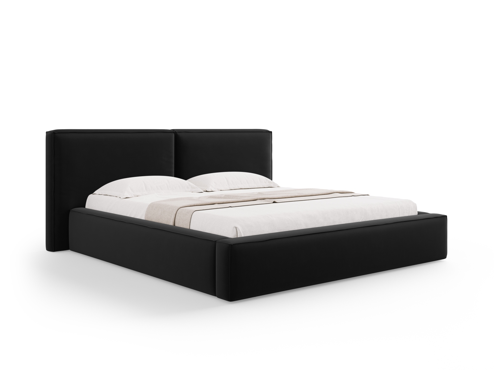 Velvet Storage Bed With Double Headboard, "Jodie", 234x228x108