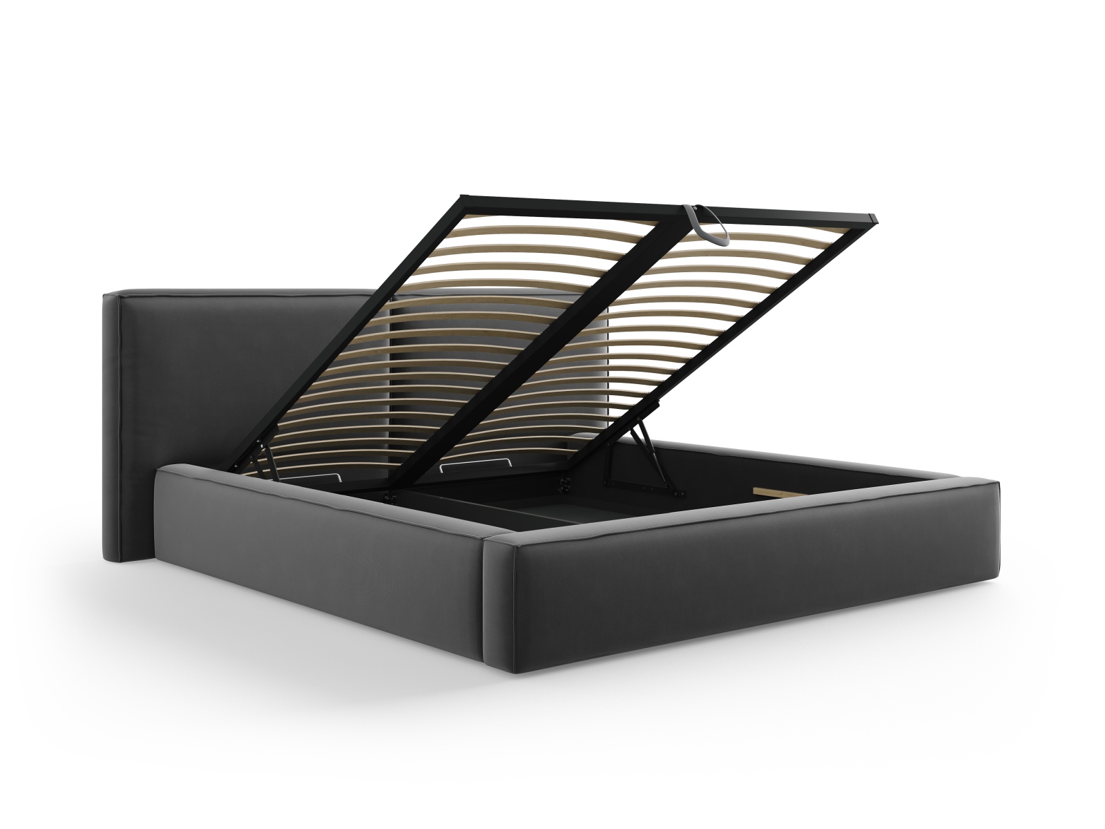 Velvet Storage Bed With Double Headboard, "Jodie", 234x228x108
