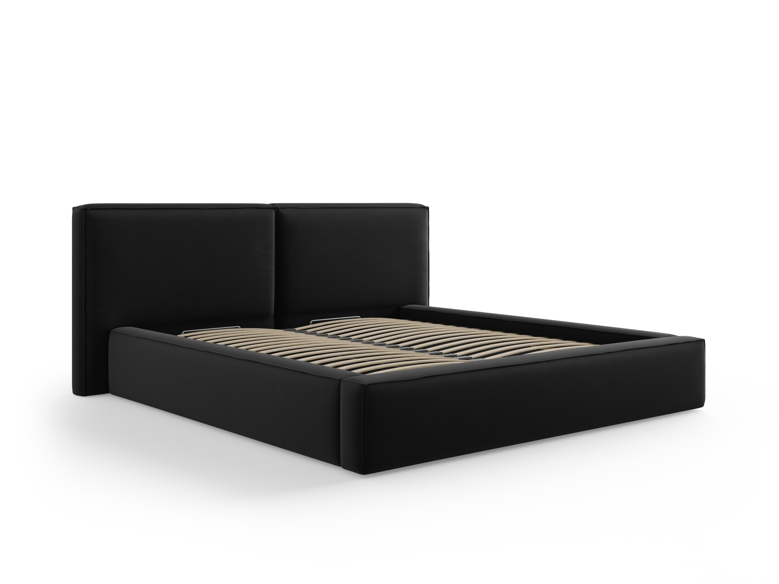 Velvet Storage Bed With Double Headboard, "Jodie", 234x228x108