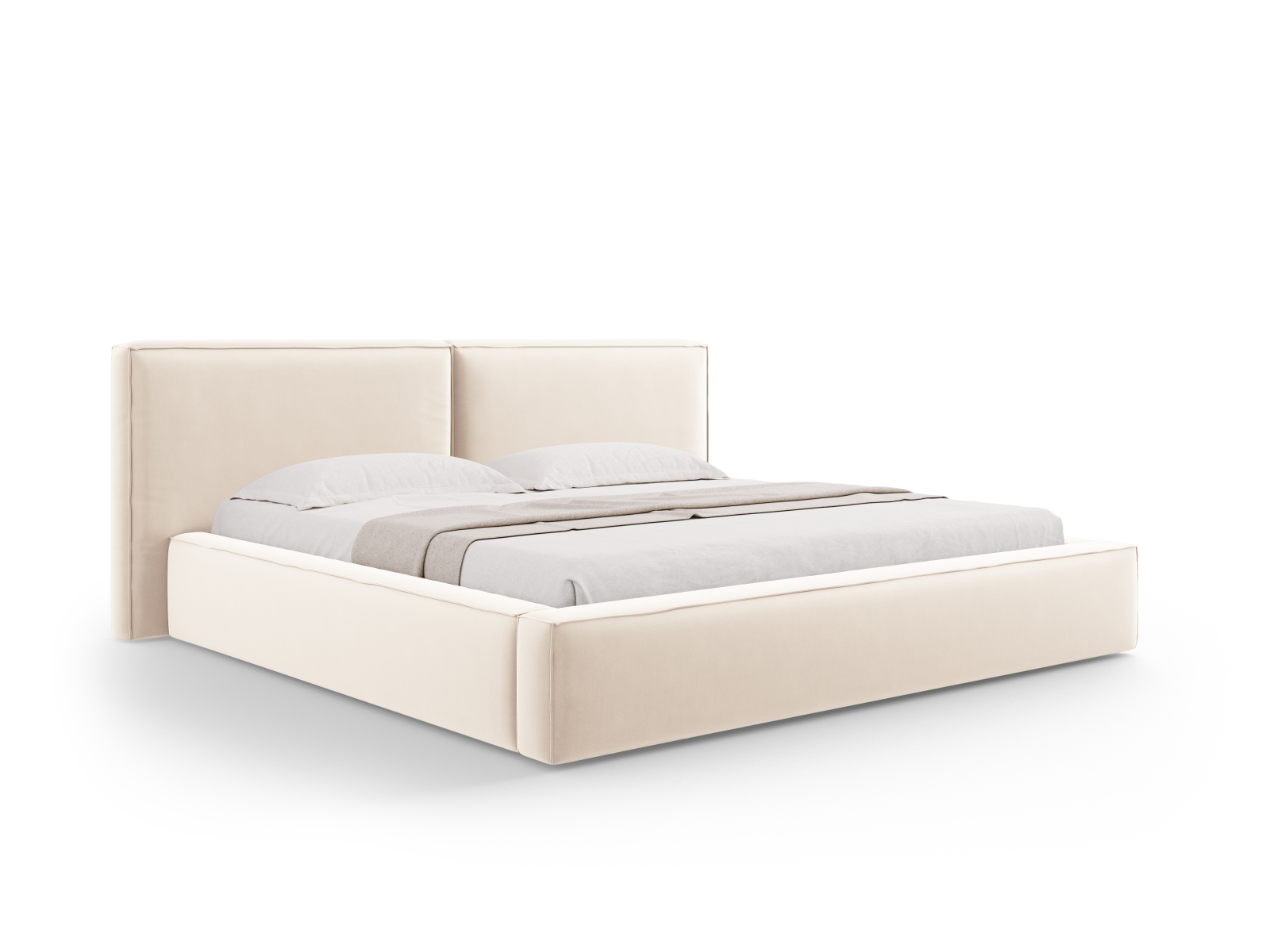 Velvet Storage Bed With Double Headboard, "Jodie", 251x228x108