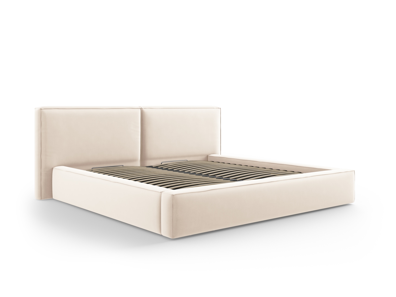 Velvet Storage Bed With Double Headboard, "Jodie", 251x228x108