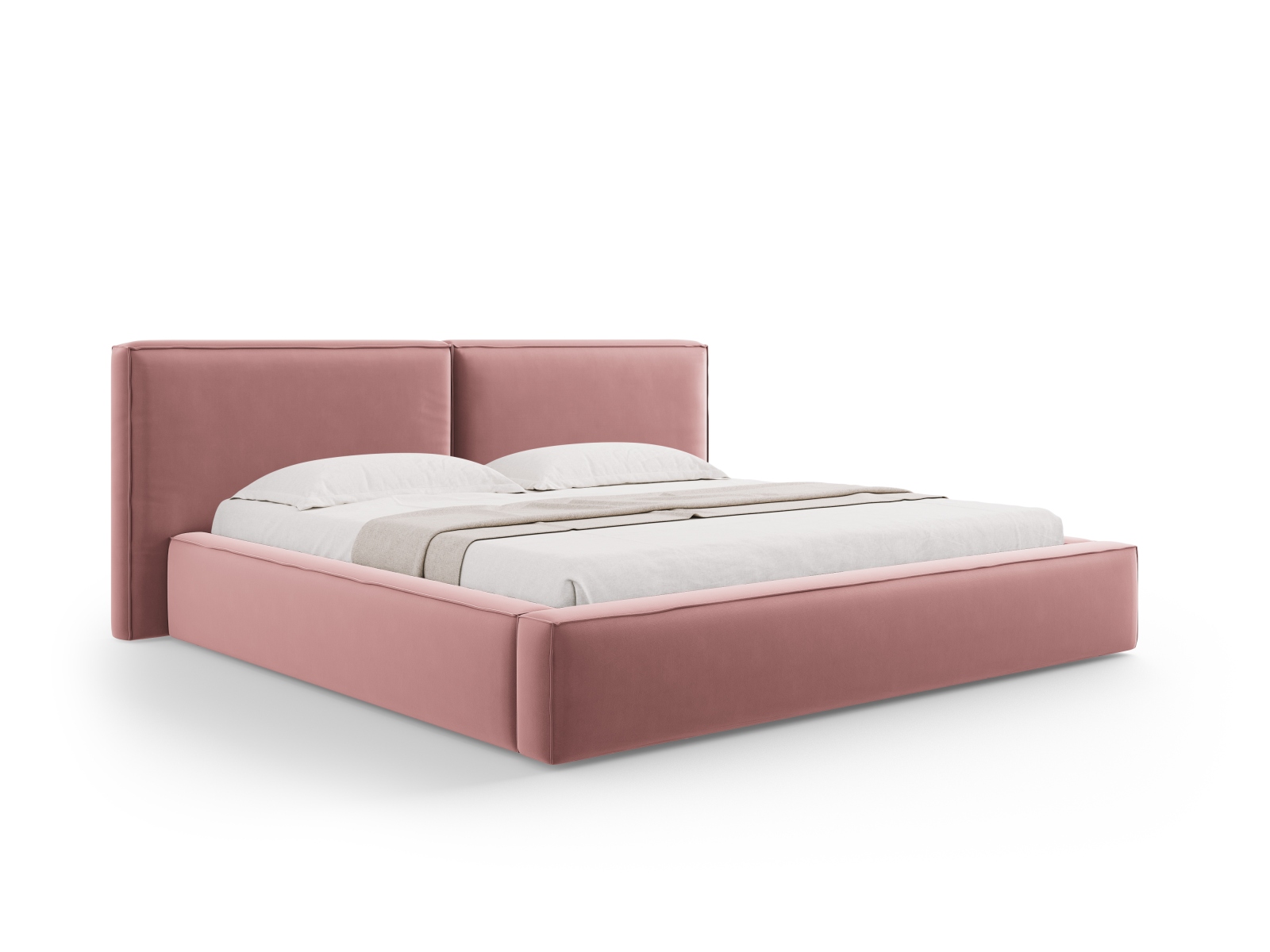 Velvet Storage Bed With Double Headboard, "Jodie", 251x228x108