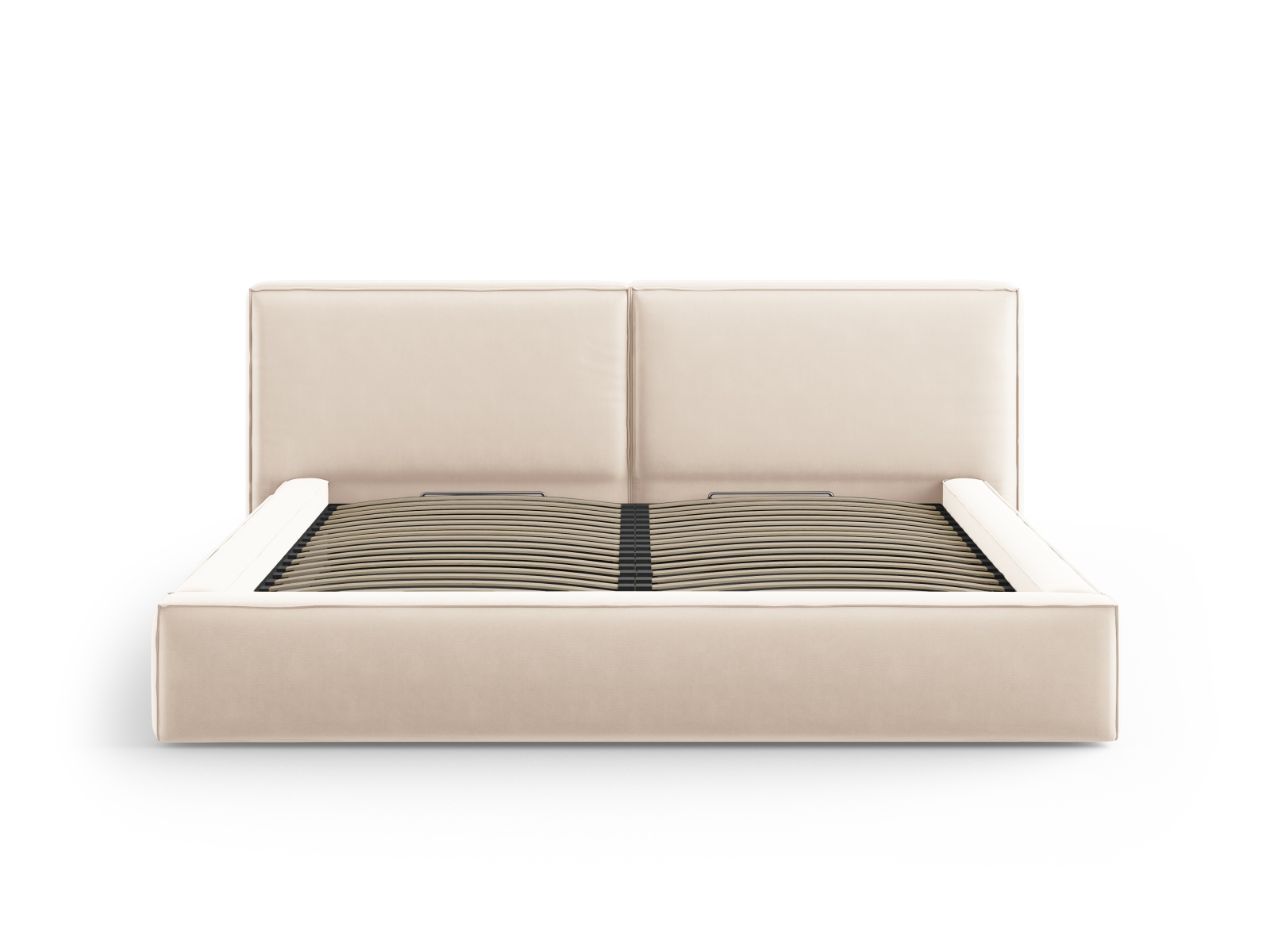 Velvet Storage Bed With Double Headboard, "Jodie", 251x228x108