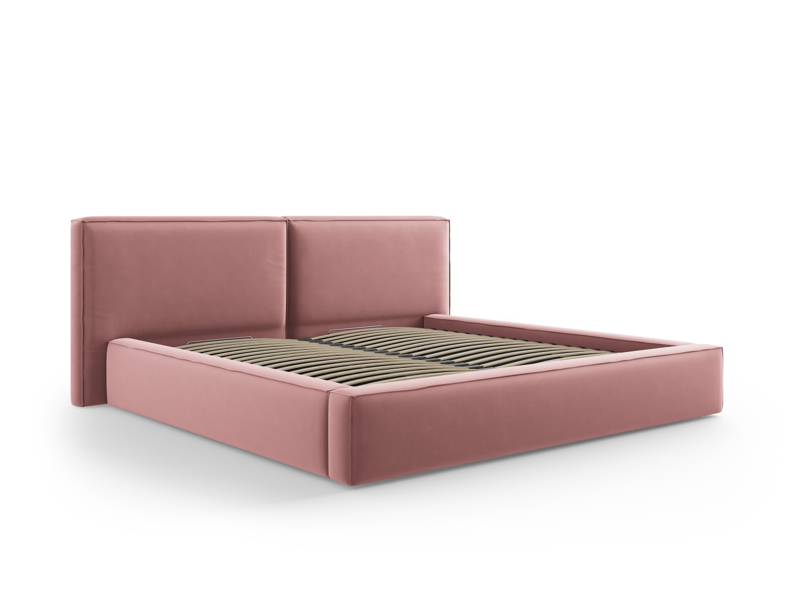 Velvet Storage Bed With Double Headboard, "Jodie", 251x228x108