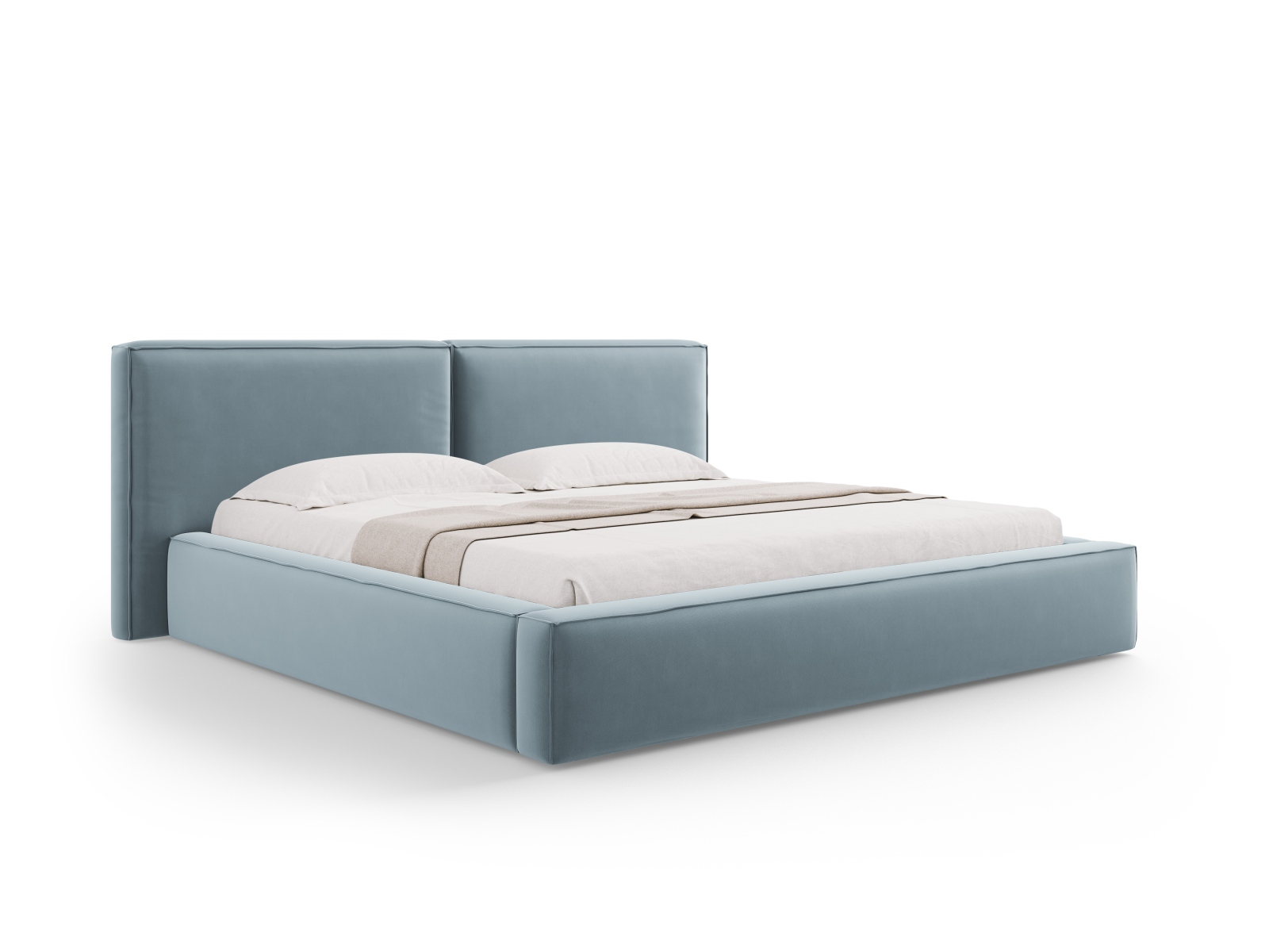 Velvet Storage Bed With Double Headboard, "Jodie", 251x228x108