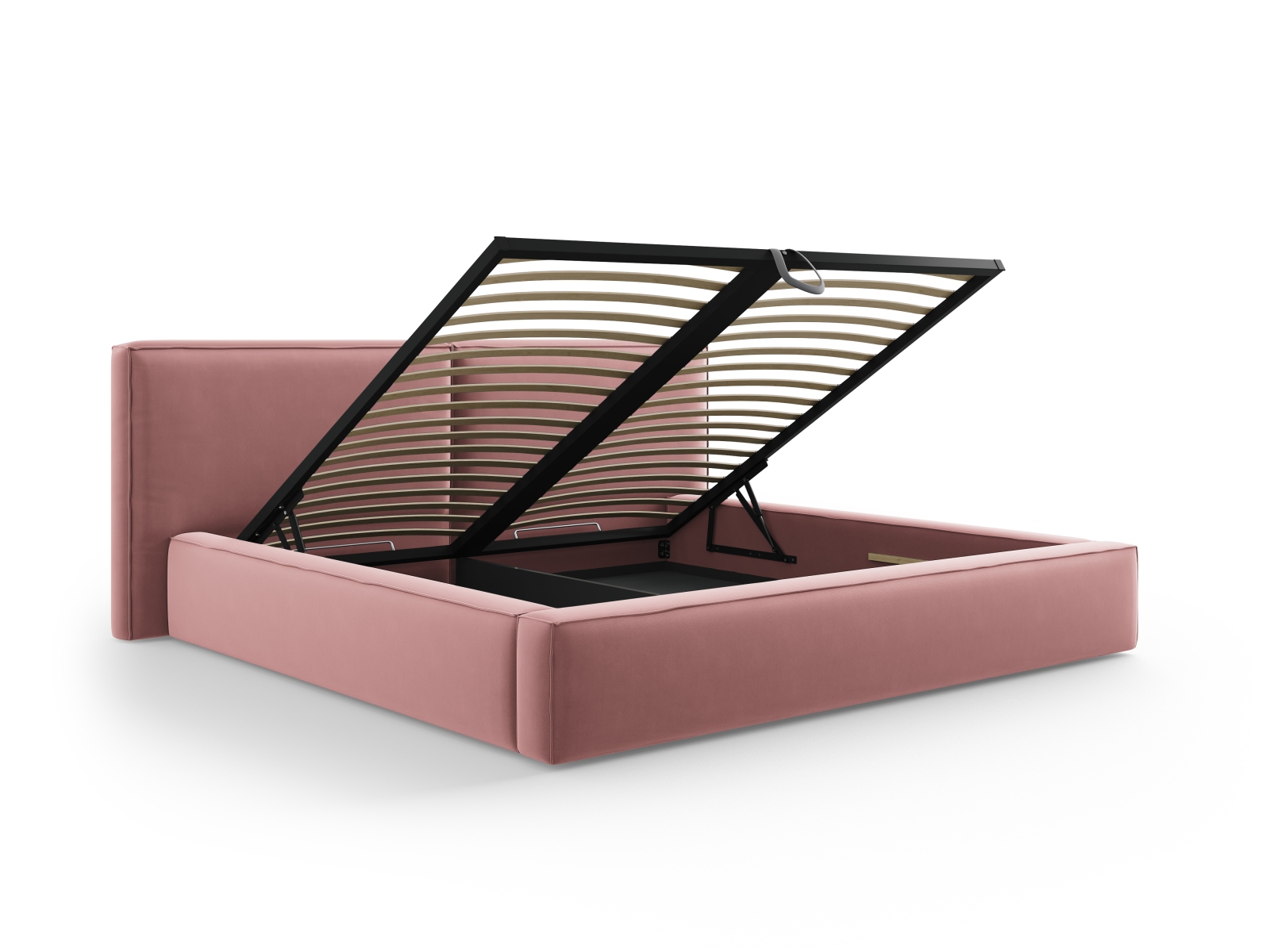 Velvet Storage Bed With Double Headboard, "Jodie", 251x228x108