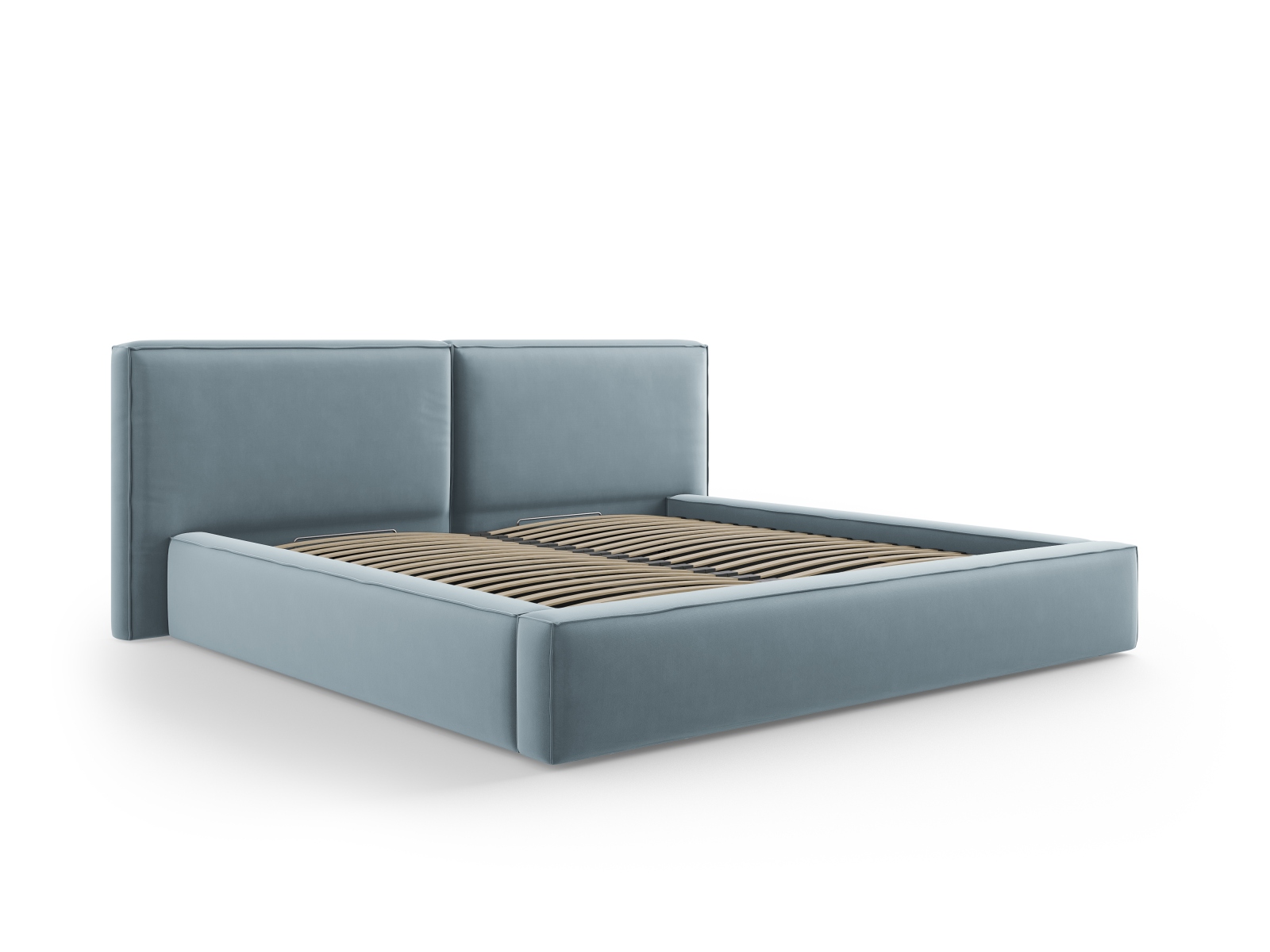 Velvet Storage Bed With Double Headboard, "Jodie", 251x228x108