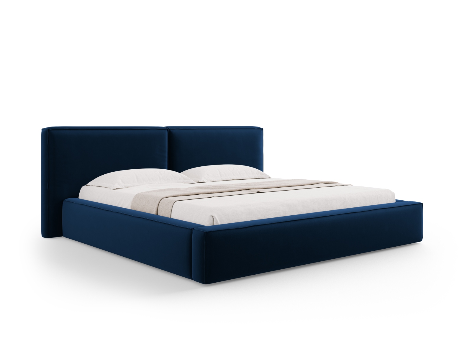 Velvet Storage Bed With Double Headboard, "Jodie", 251x228x108