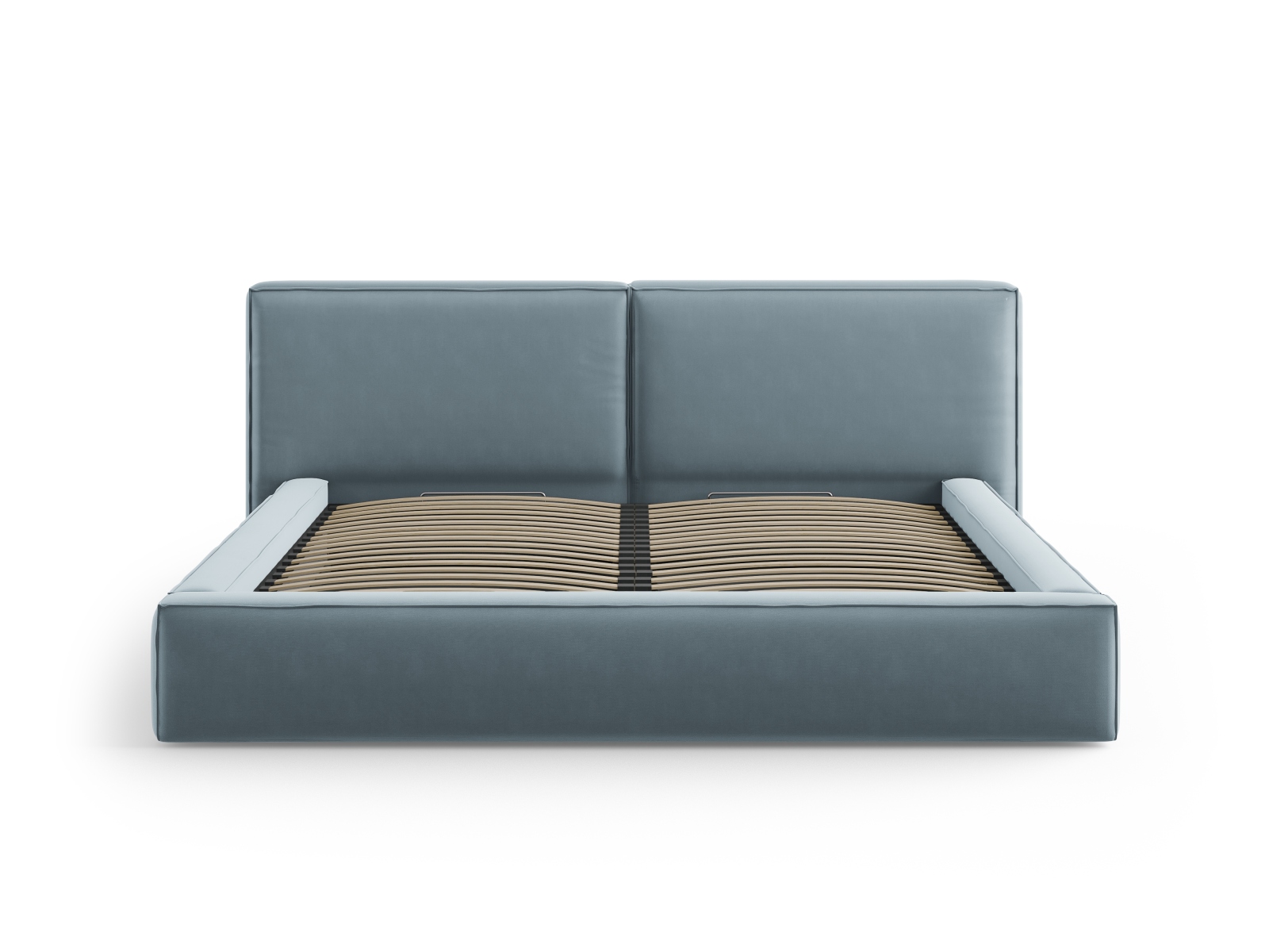 Velvet Storage Bed With Double Headboard, "Jodie", 251x228x108