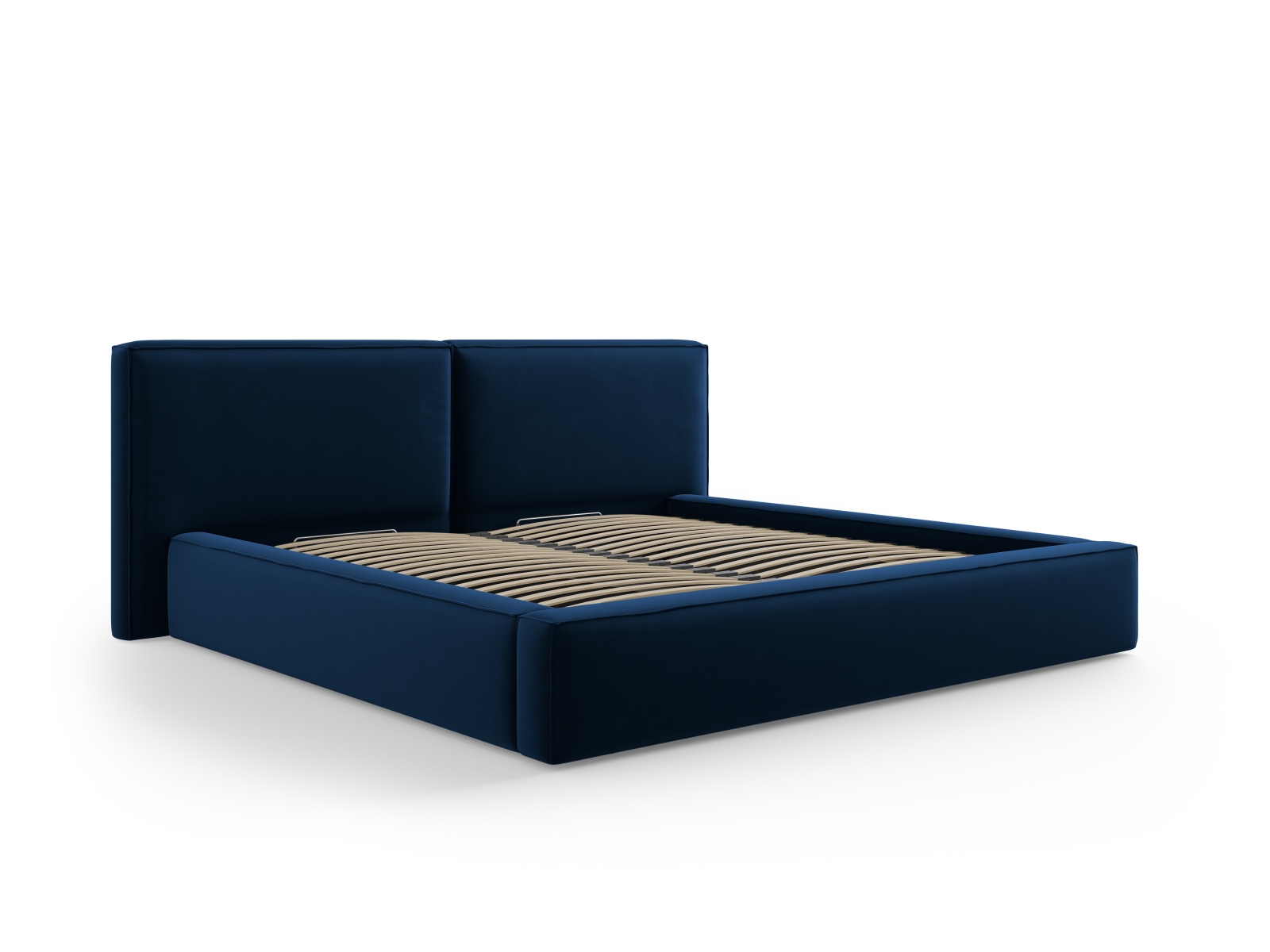 Velvet Storage Bed With Double Headboard, "Jodie", 251x228x108