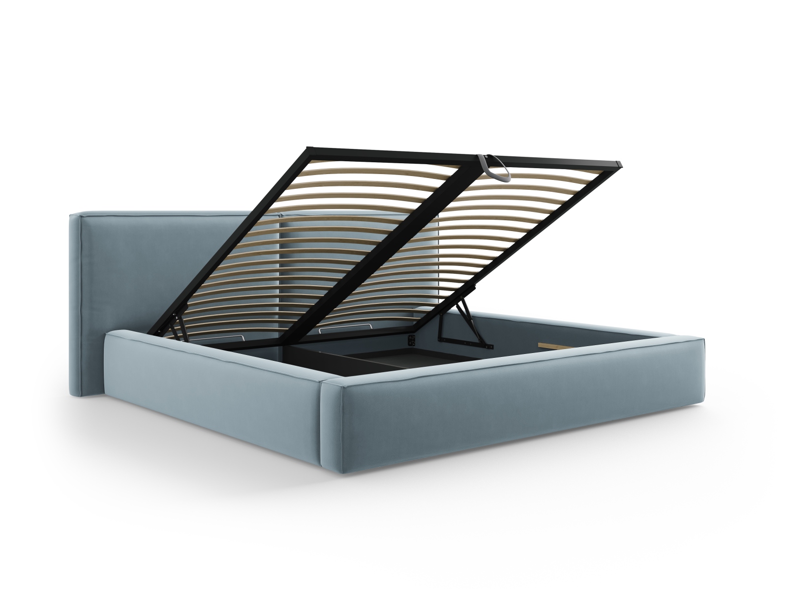 Velvet Storage Bed With Double Headboard, "Jodie", 251x228x108