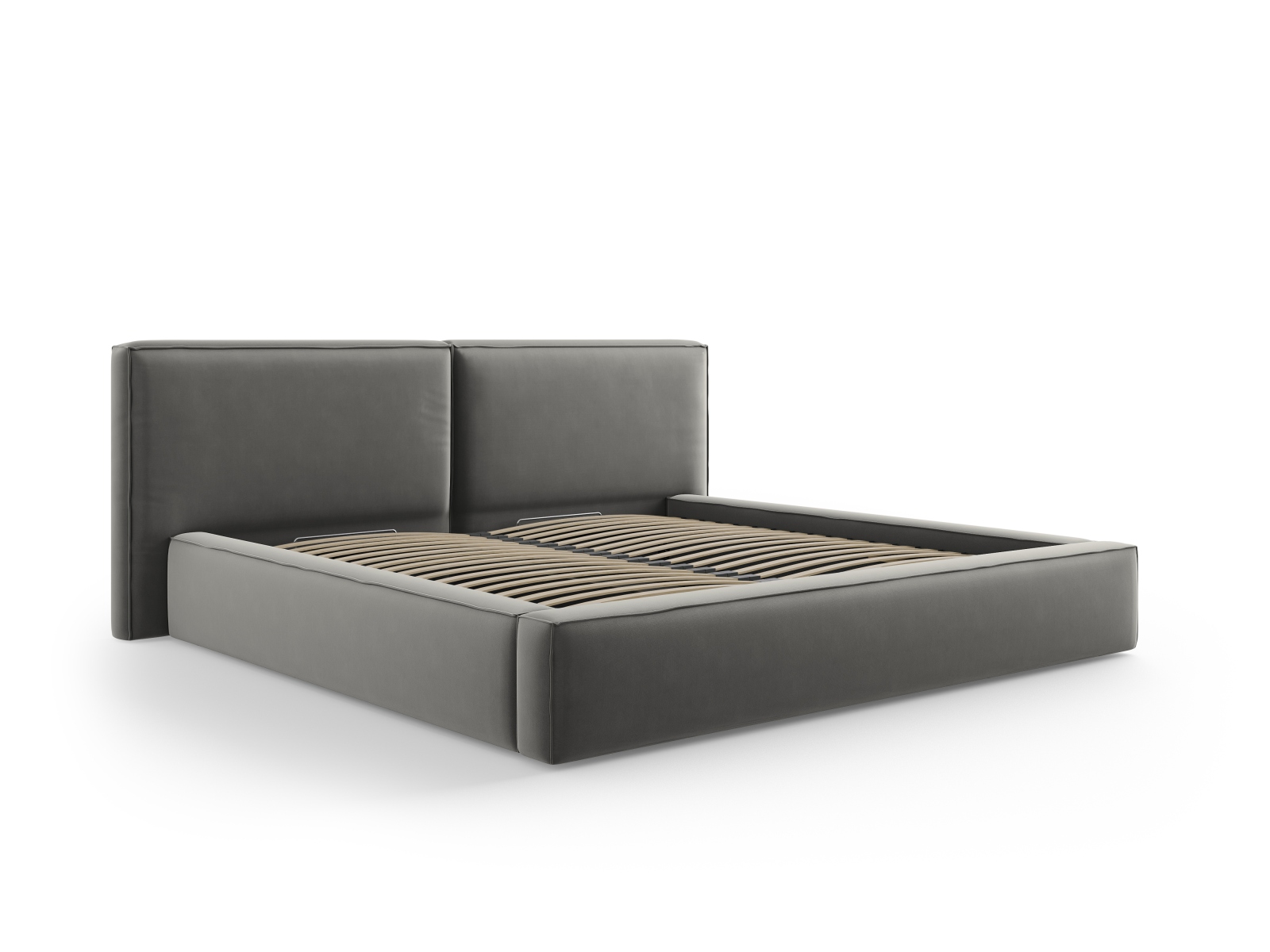 Velvet Storage Bed With Double Headboard, "Jodie", 251x228x108