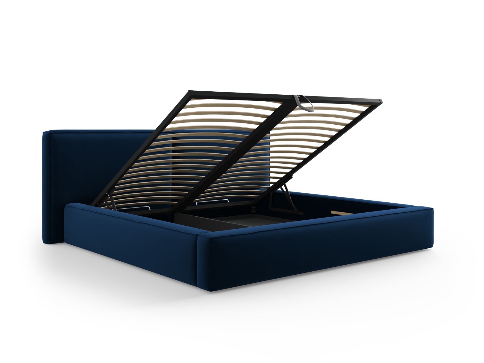 Velvet Storage Bed With Double Headboard, "Jodie", 251x228x108