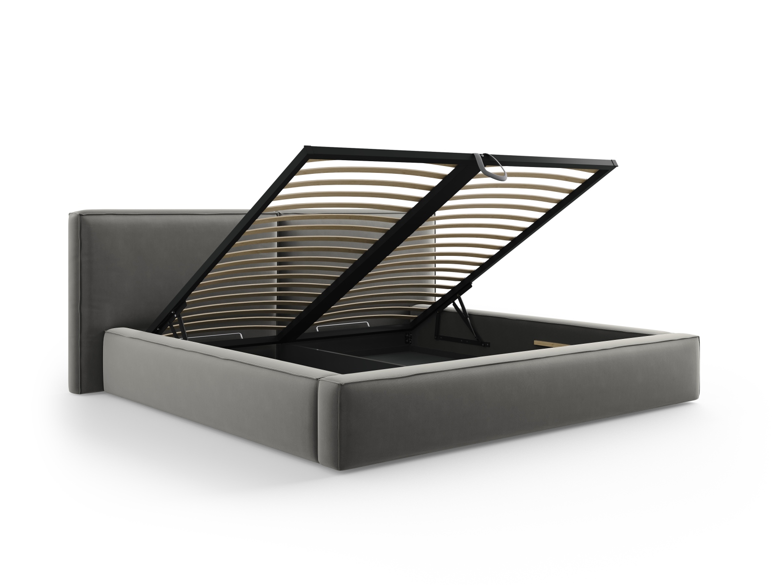 Velvet Storage Bed With Double Headboard, "Jodie", 251x228x108