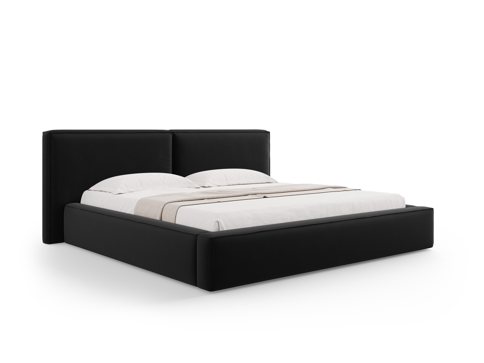 Velvet Storage Bed With Double Headboard, "Jodie", 251x228x108