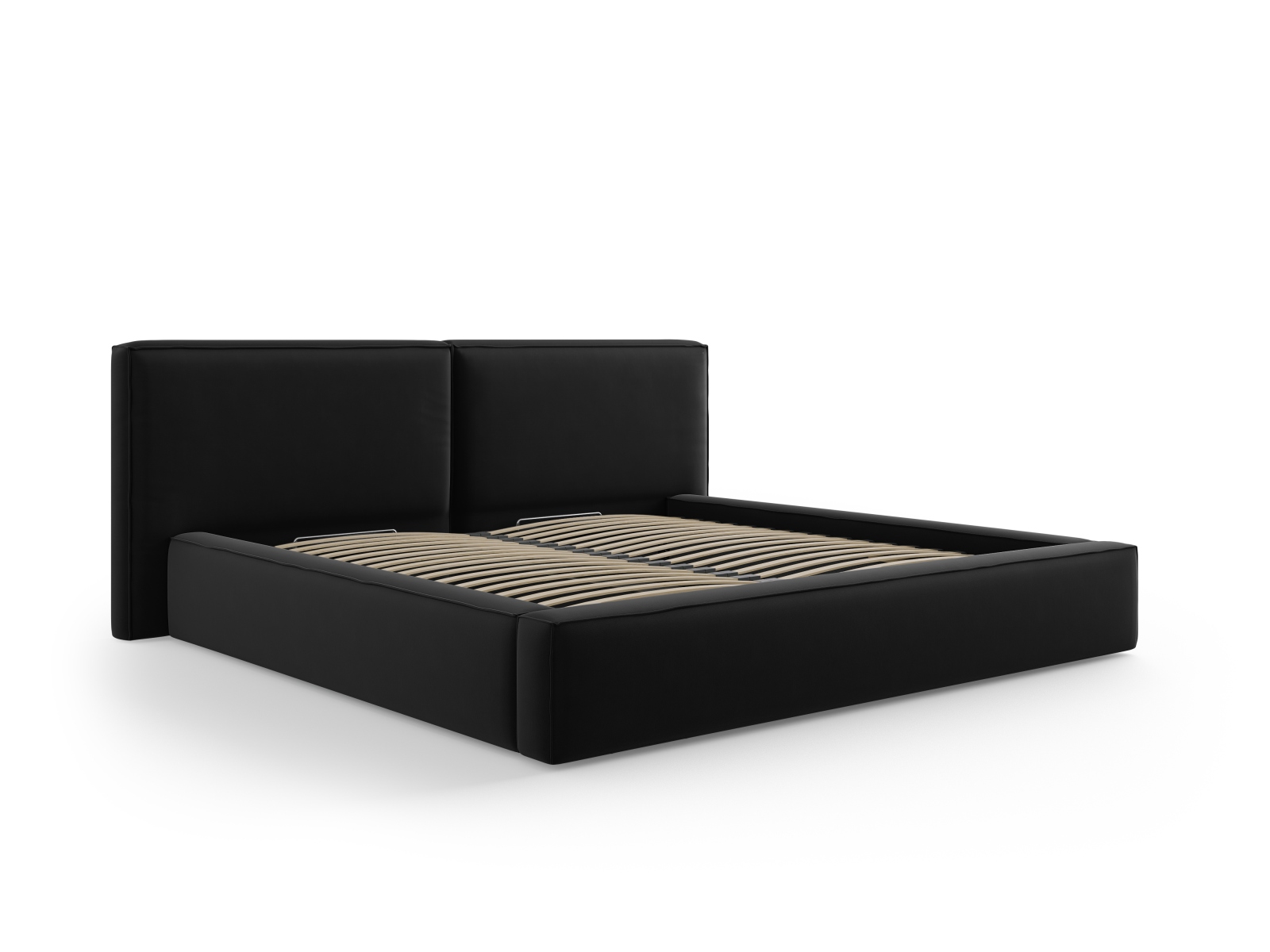 Velvet Storage Bed With Double Headboard, "Jodie", 251x228x108
