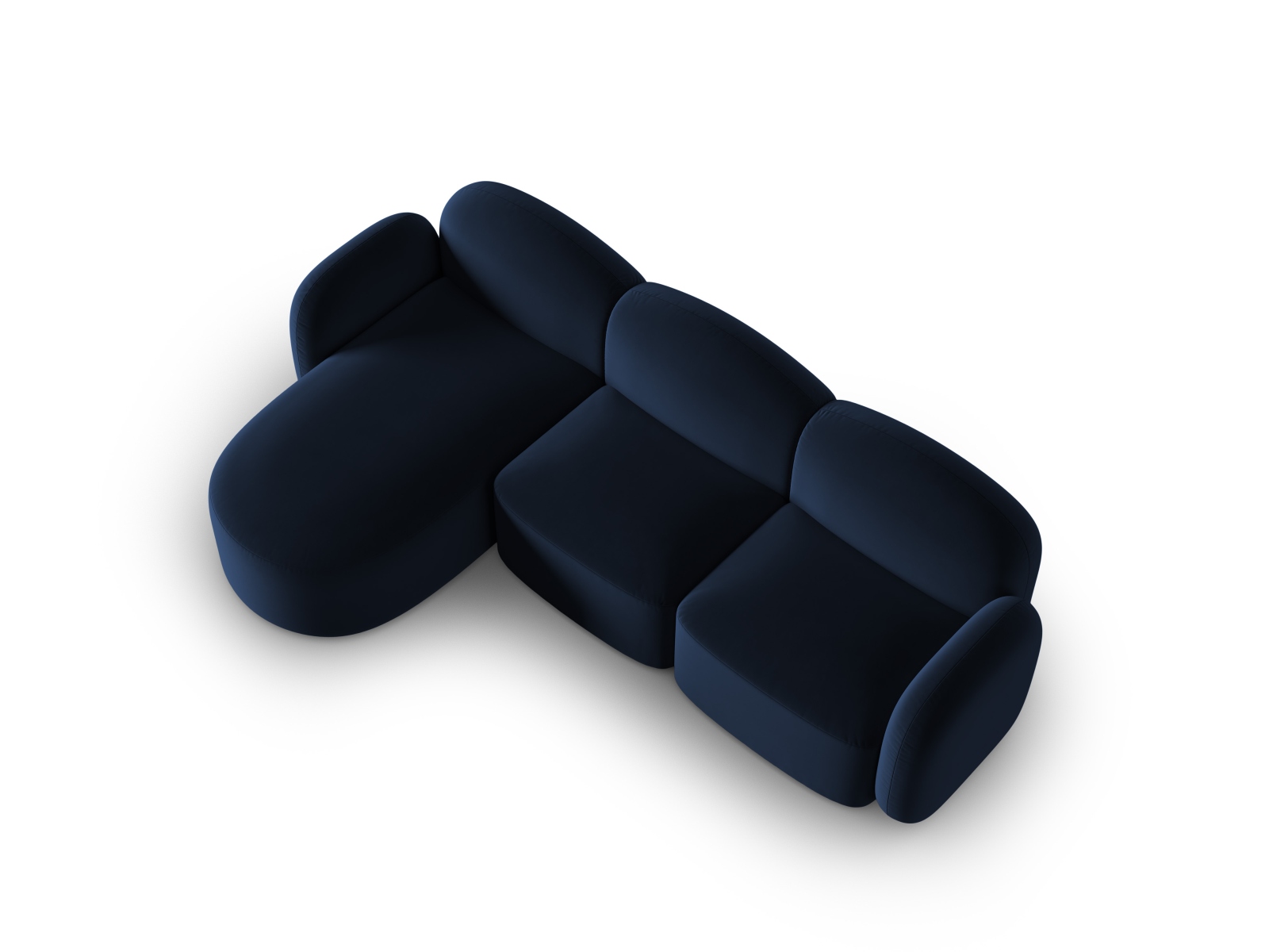 Velvet Left Corner Sofa, "Blair", 4 Seats, 274x167x76