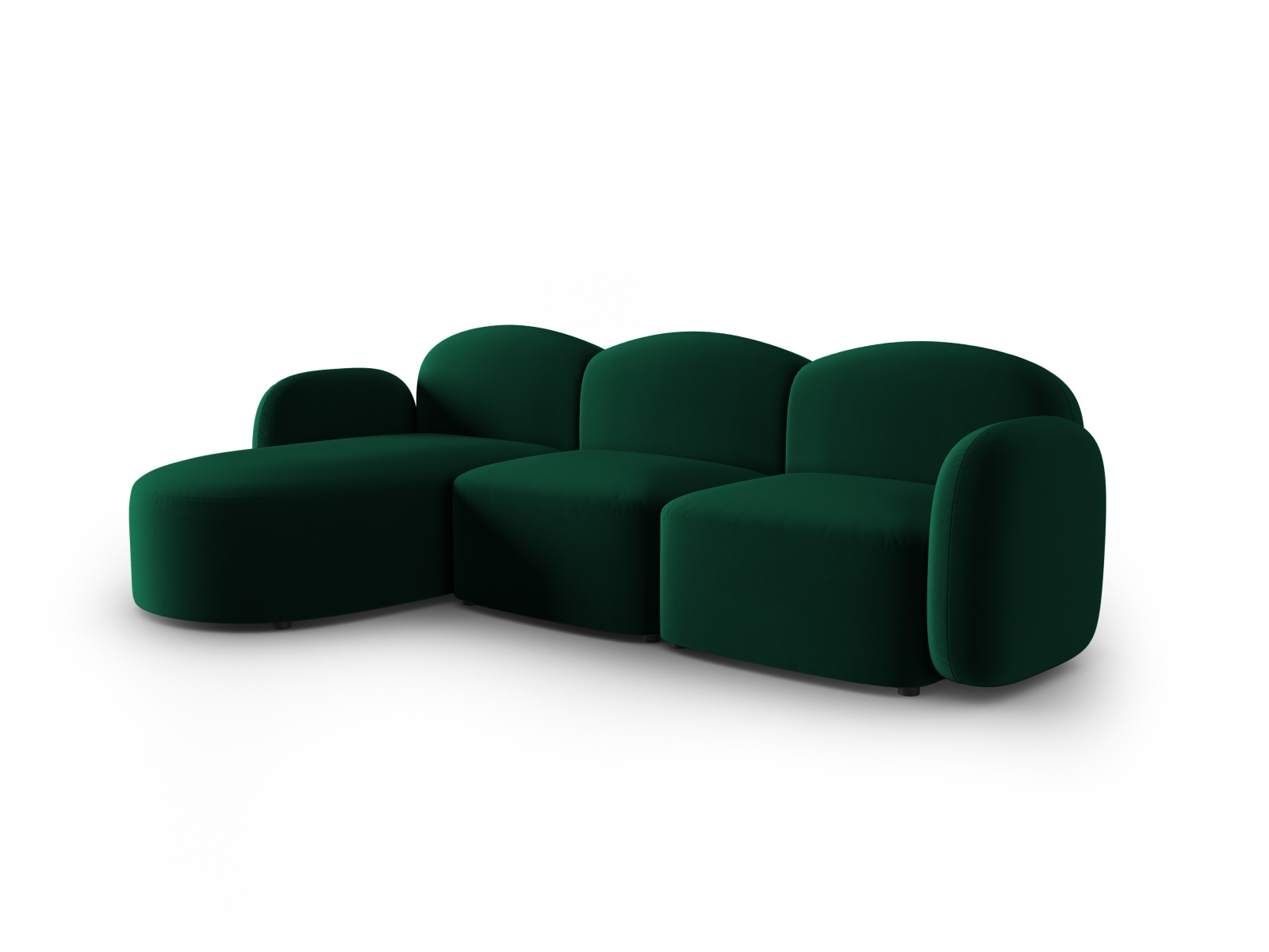 Velvet Left Corner Sofa, "Blair", 4 Seats, 274x167x76