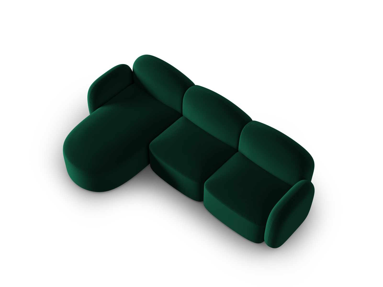 Velvet Left Corner Sofa, "Blair", 4 Seats, 274x167x76