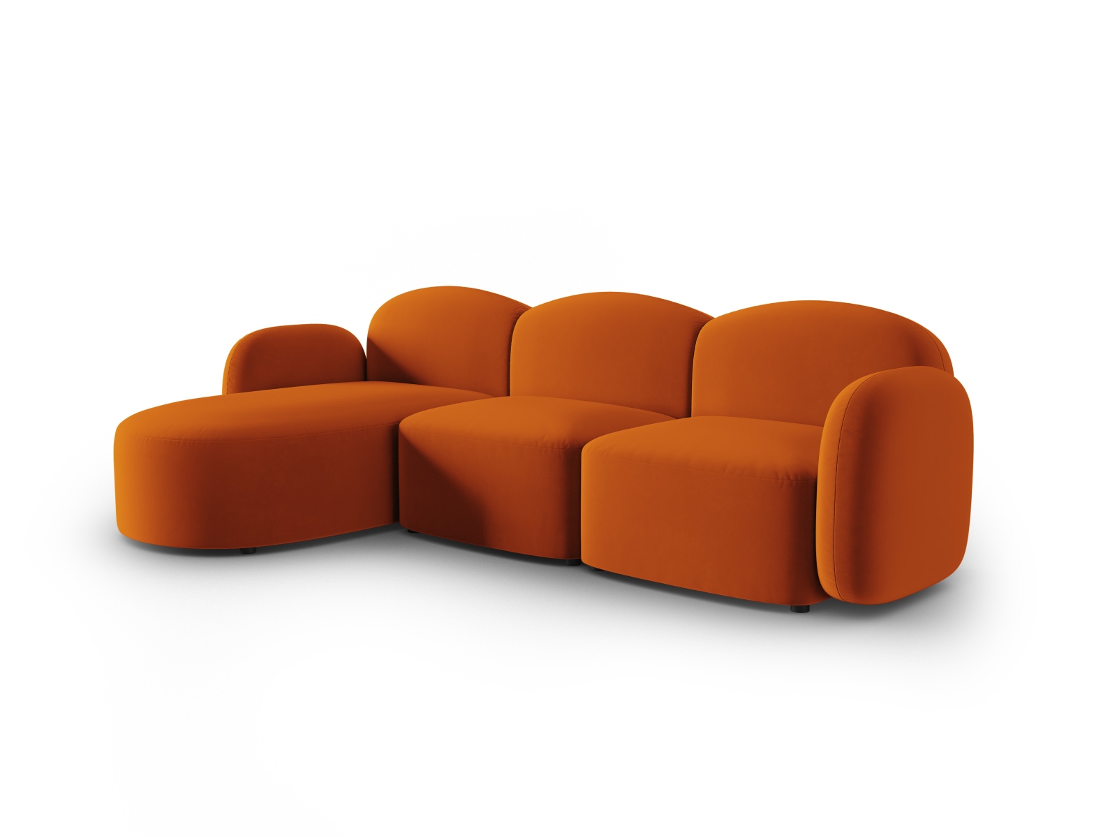 Velvet Left Corner Sofa, "Blair", 4 Seats, 274x167x76