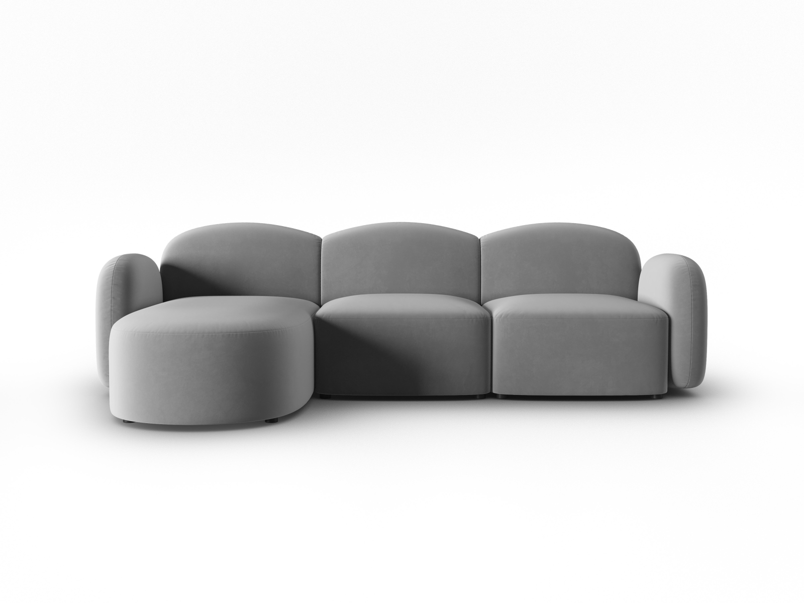 Velvet Left Corner Sofa, "Blair", 4 Seats, 274x167x76