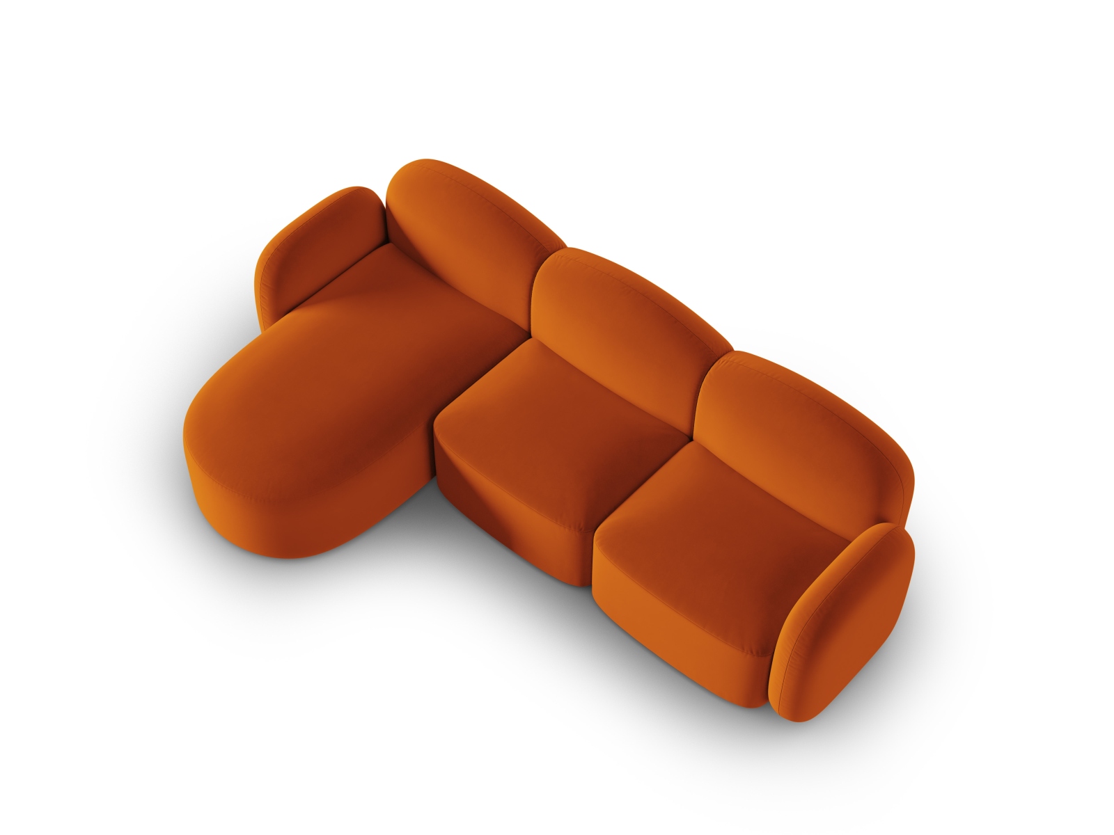 Velvet Left Corner Sofa, "Blair", 4 Seats, 274x167x76