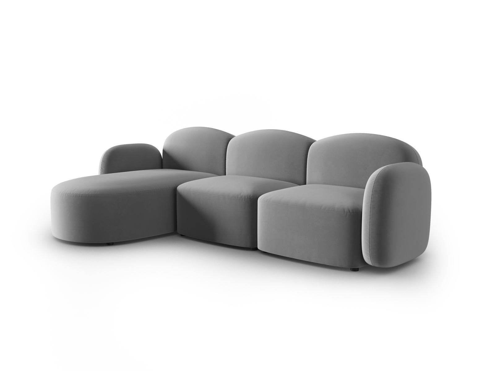 Velvet Left Corner Sofa, "Blair", 4 Seats, 274x167x76