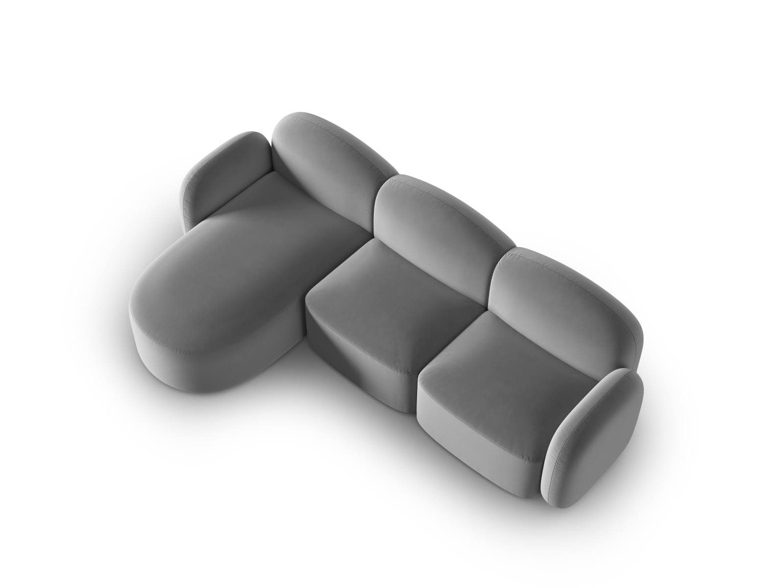 Velvet Left Corner Sofa, "Blair", 4 Seats, 274x167x76