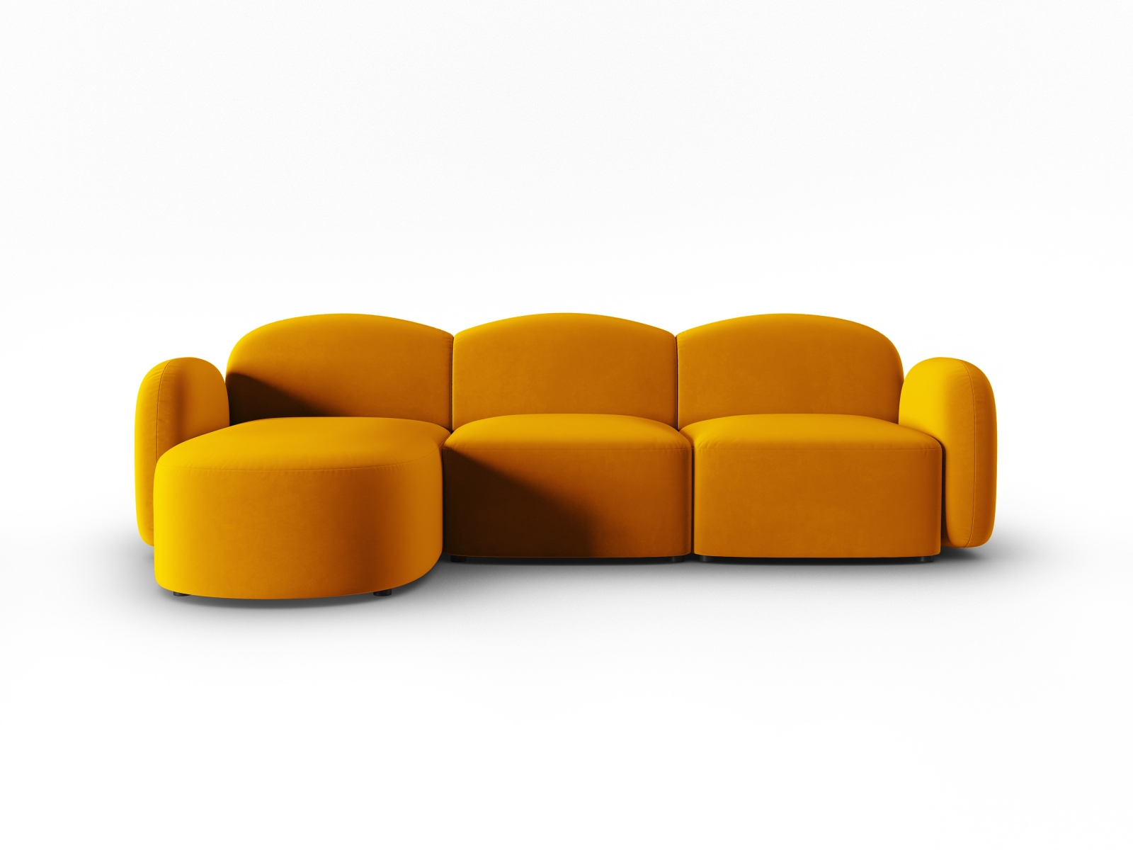 Velvet Left Corner Sofa, "Blair", 4 Seats, 274x167x76