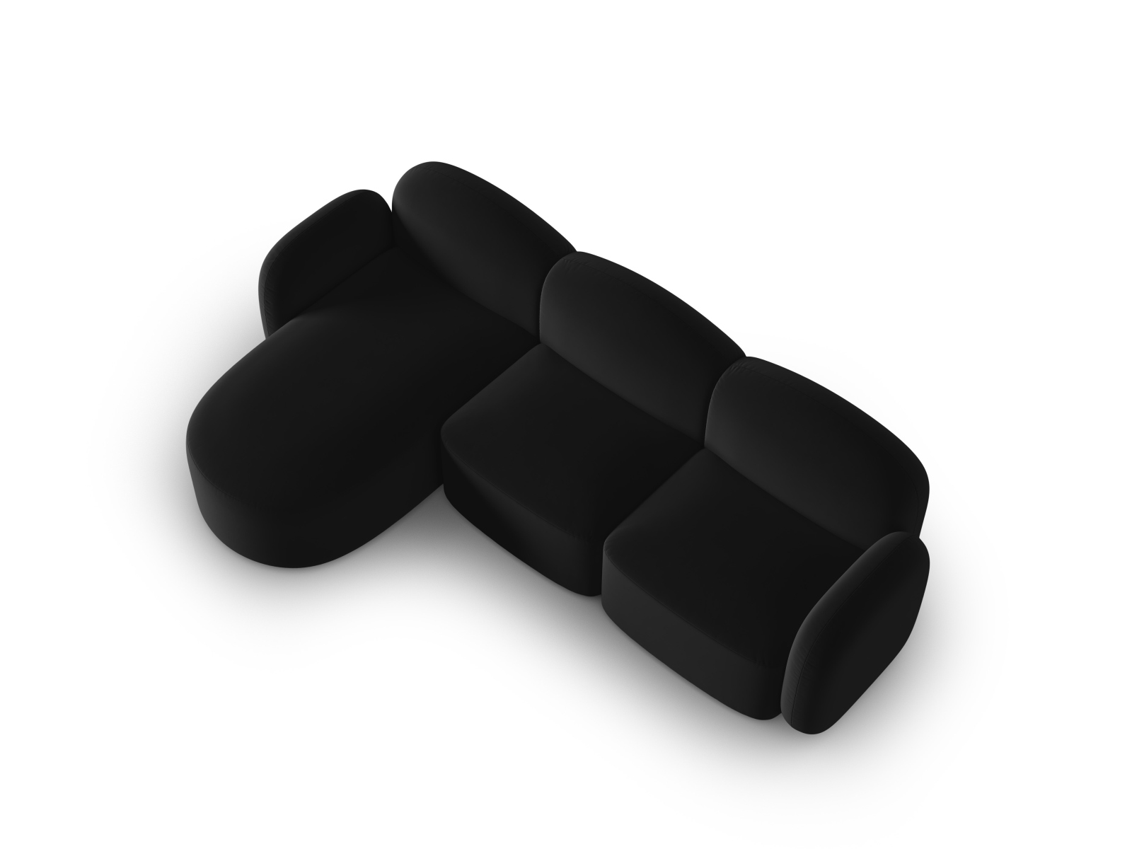 Velvet Left Corner Sofa, "Blair", 4 Seats, 274x167x76