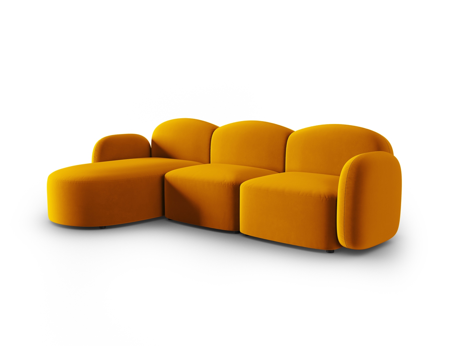 Velvet Left Corner Sofa, "Blair", 4 Seats, 274x167x76