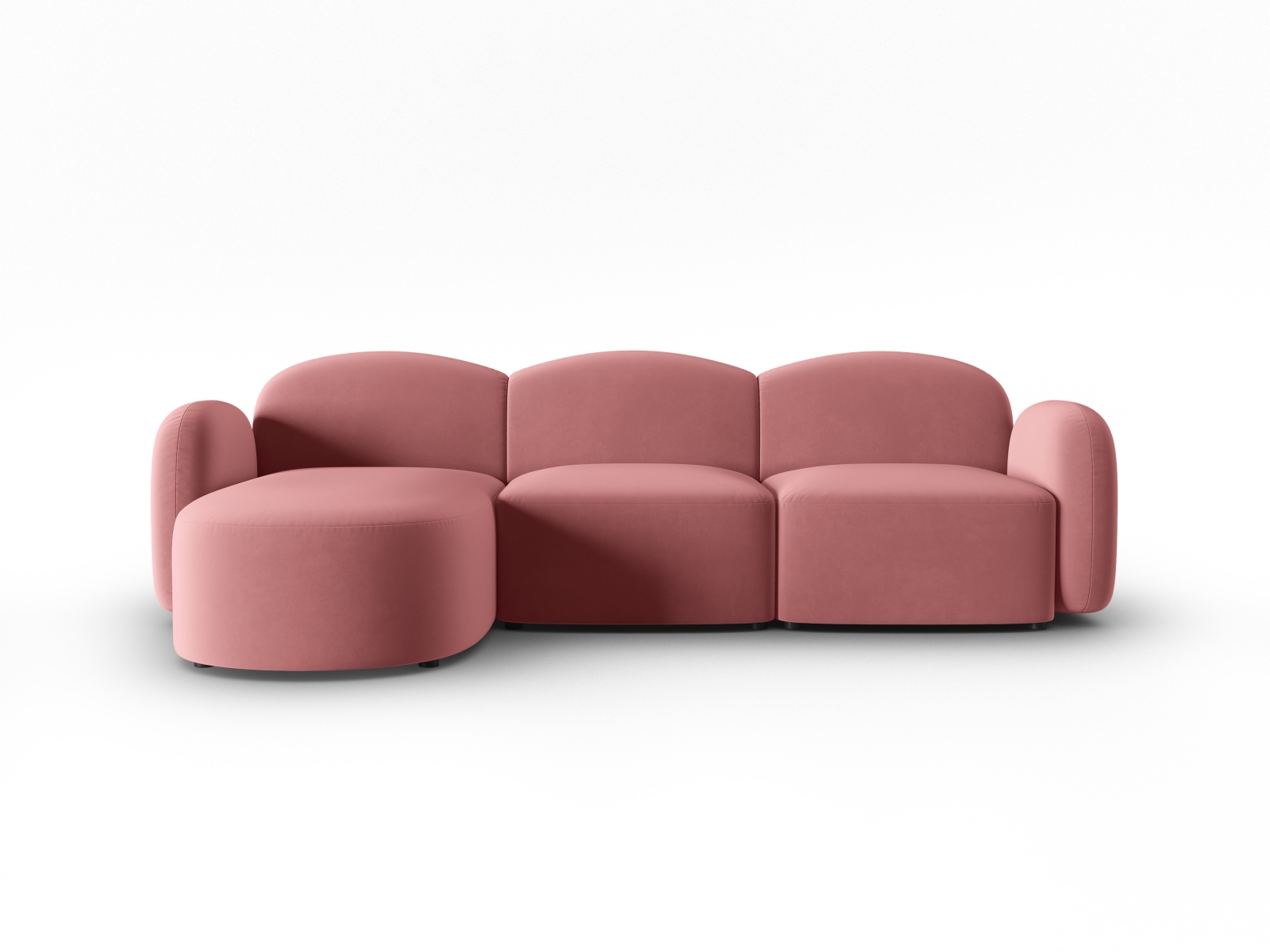 Velvet Left Corner Sofa, "Blair", 4 Seats, 274x167x76