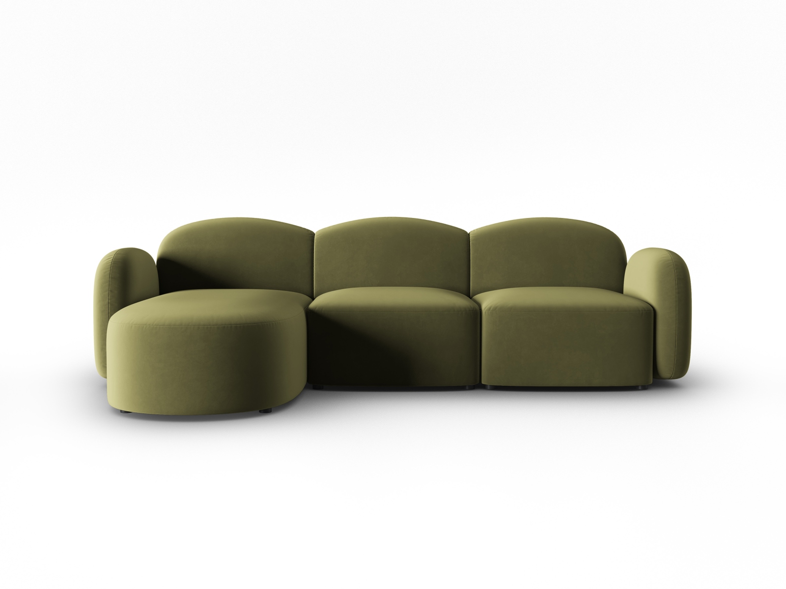 Velvet Left Corner Sofa, "Blair", 4 Seats, 274x167x76