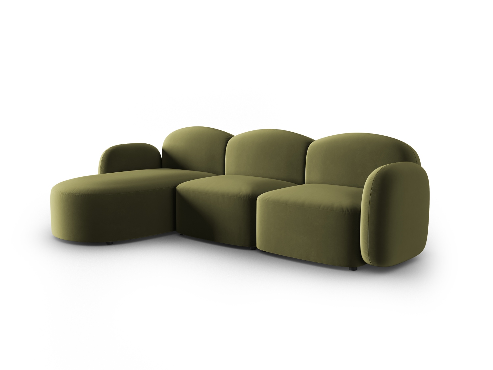 Velvet Left Corner Sofa, "Blair", 4 Seats, 274x167x76