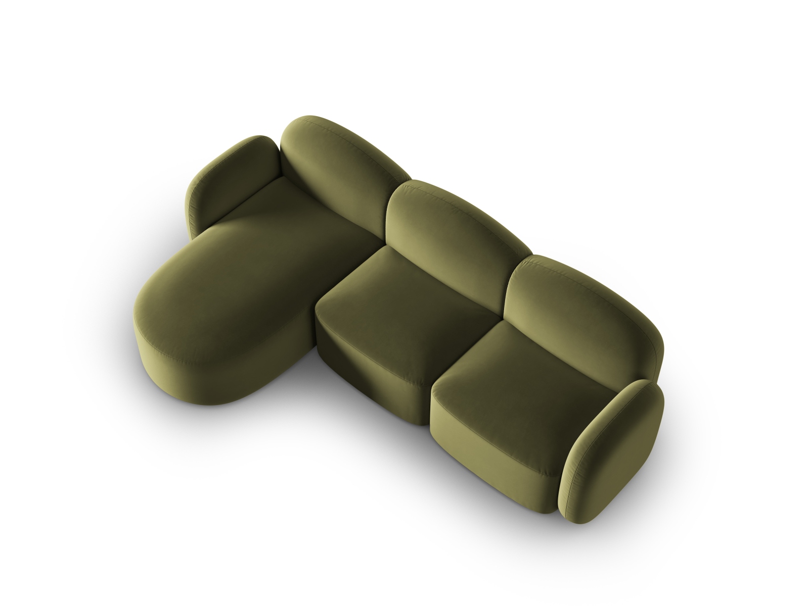 Velvet Left Corner Sofa, "Blair", 4 Seats, 274x167x76