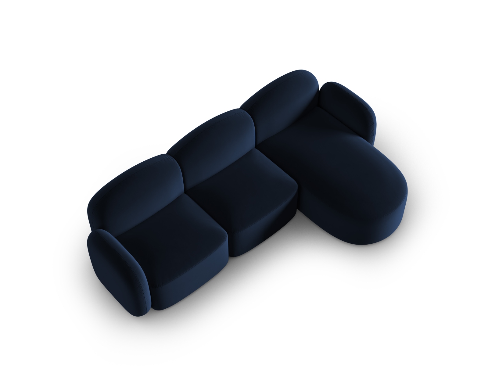 Velvet Right Corner Sofa, "Blair", 4 Seats, 274x167x76