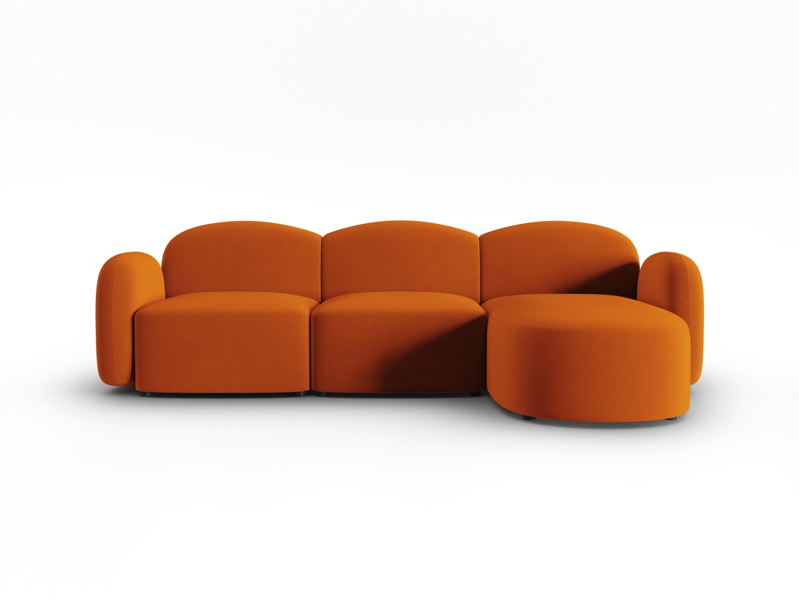 Velvet Right Corner Sofa, "Blair", 4 Seats, 274x167x76