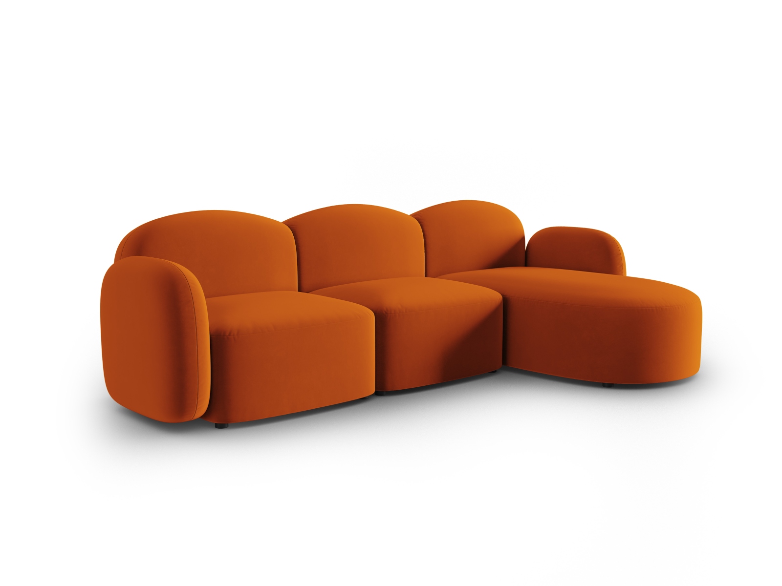 Velvet Right Corner Sofa, "Blair", 4 Seats, 274x167x76