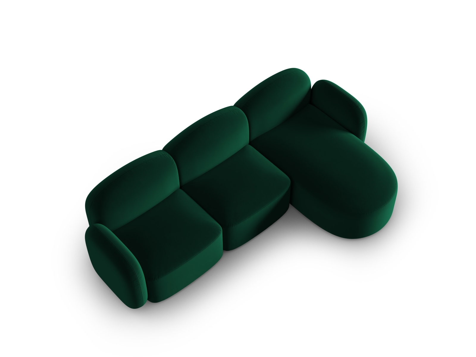 Velvet Right Corner Sofa, "Blair", 4 Seats, 274x167x76