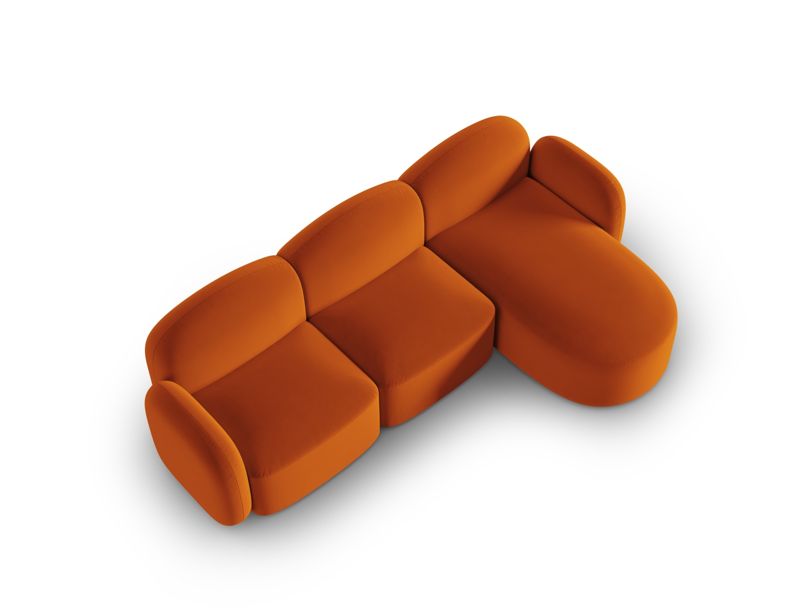 Velvet Right Corner Sofa, "Blair", 4 Seats, 274x167x76