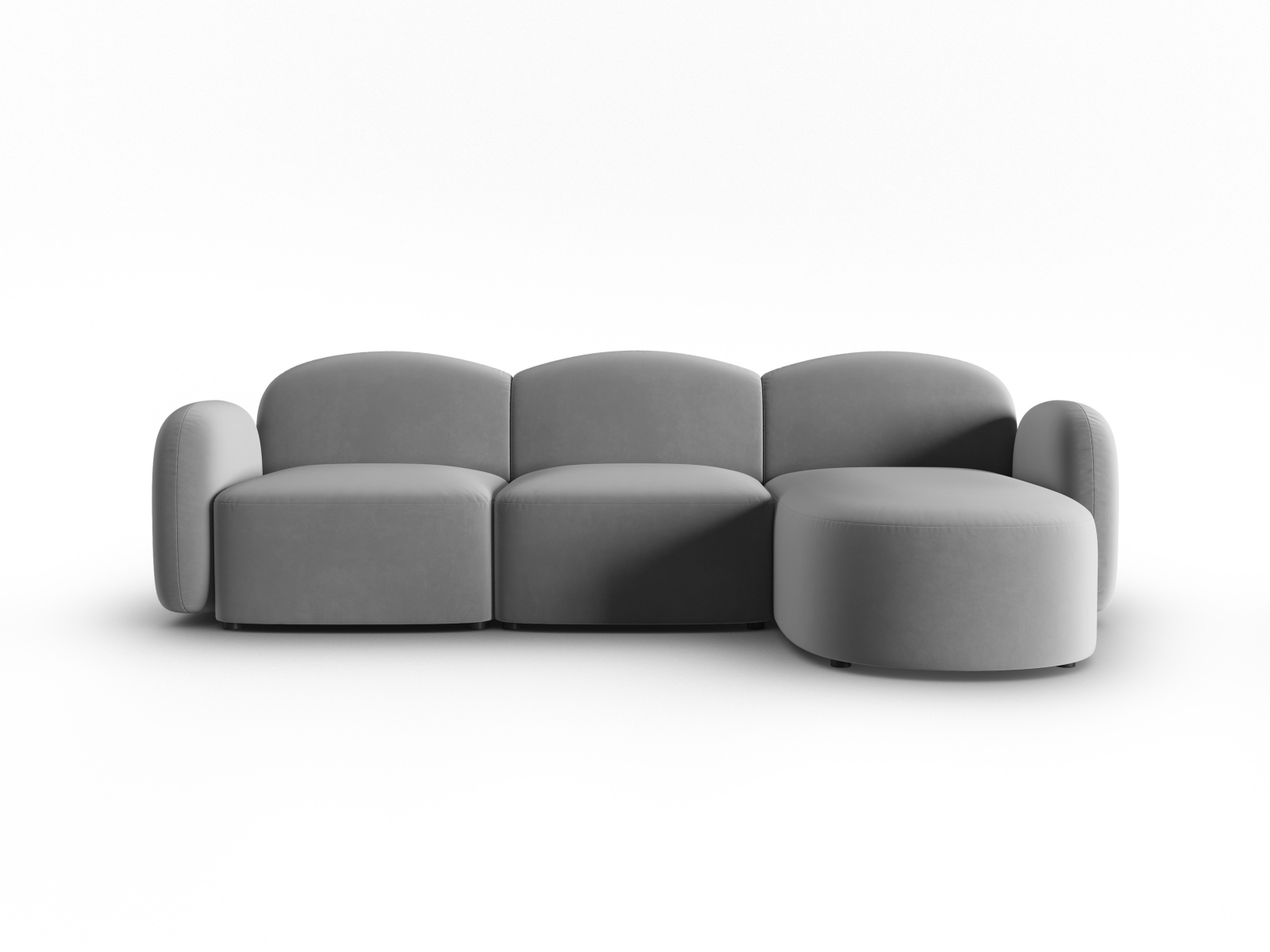 Velvet Right Corner Sofa, "Blair", 4 Seats, 274x167x76