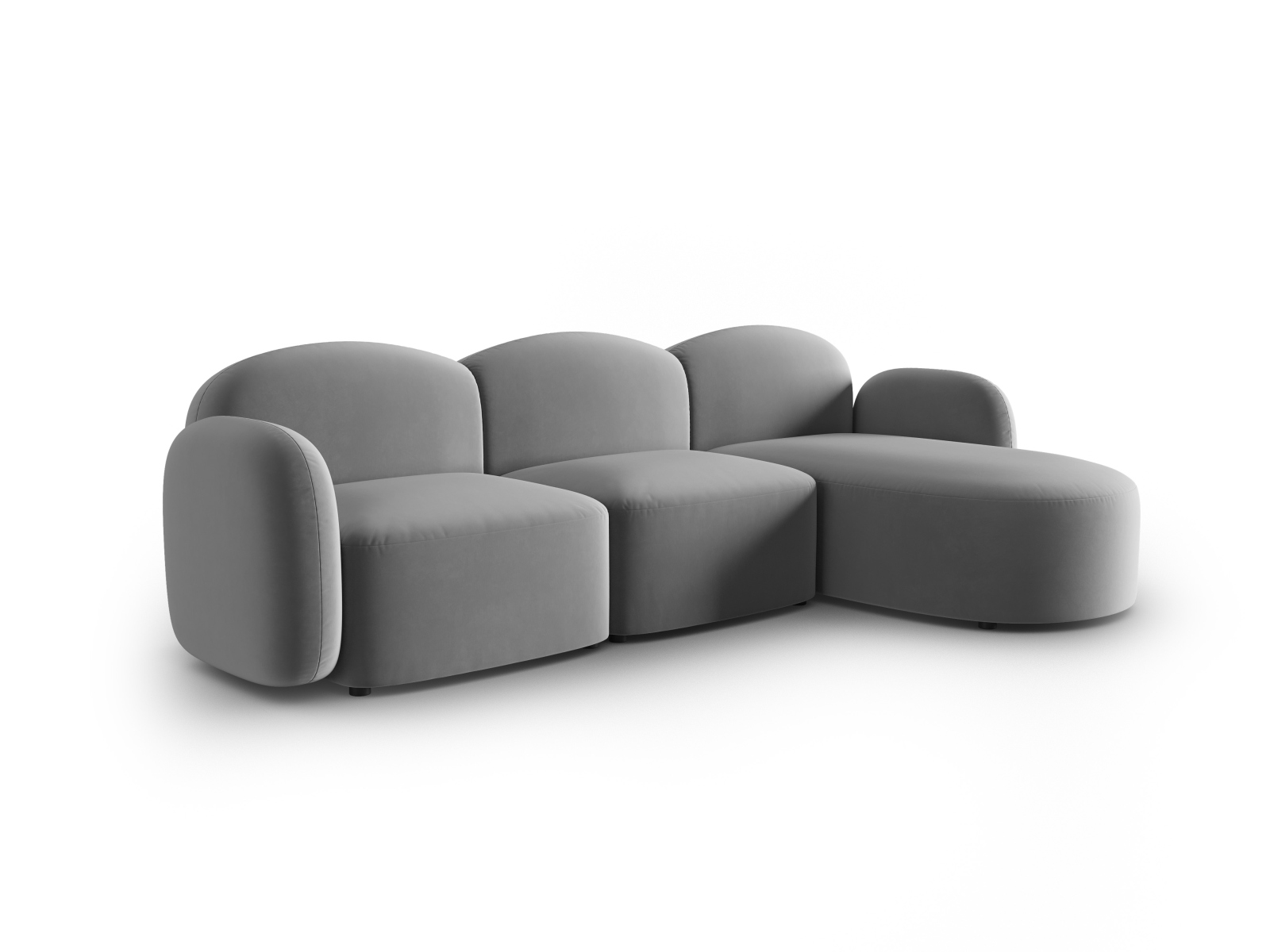 Velvet Right Corner Sofa, "Blair", 4 Seats, 274x167x76