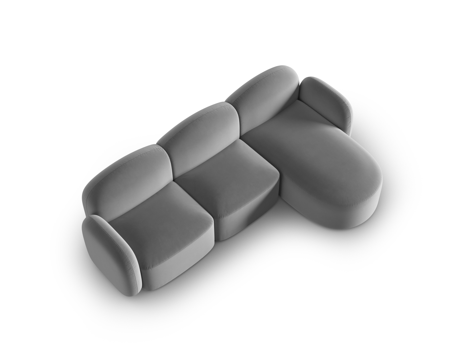 Velvet Right Corner Sofa, "Blair", 4 Seats, 274x167x76