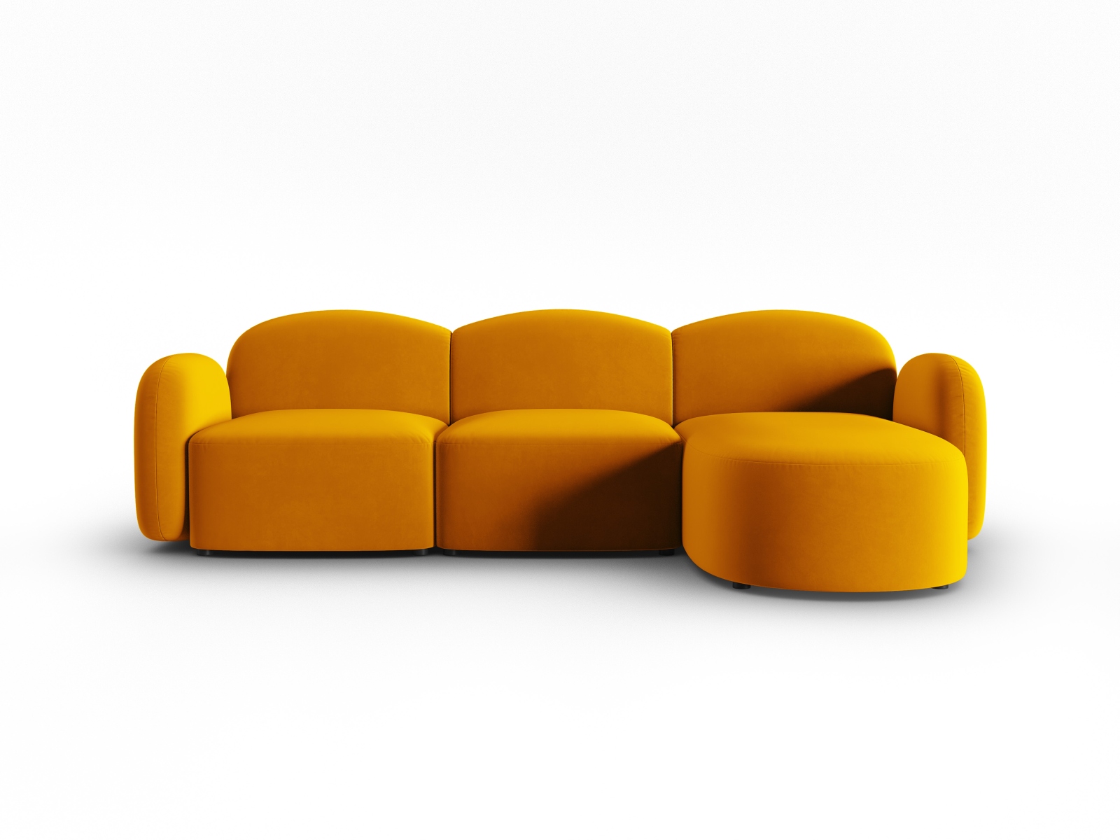 Velvet Right Corner Sofa, "Blair", 4 Seats, 274x167x76