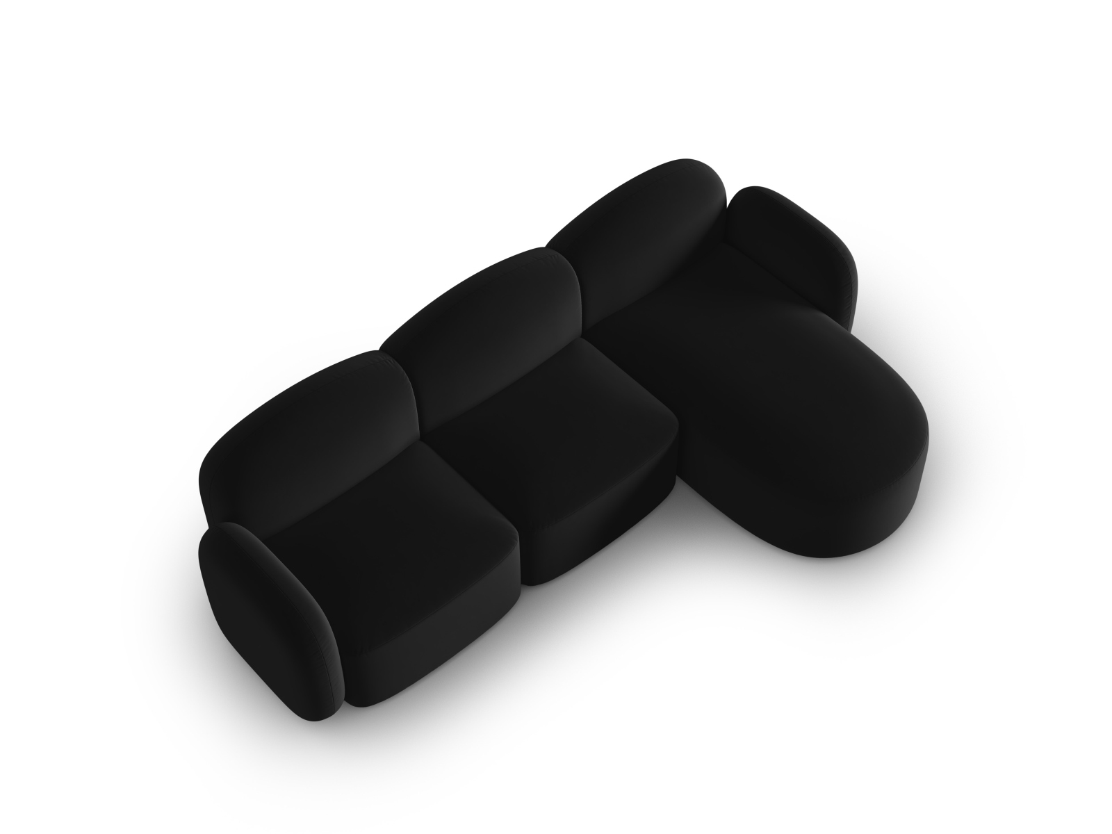 Velvet Right Corner Sofa, "Blair", 4 Seats, 274x167x76