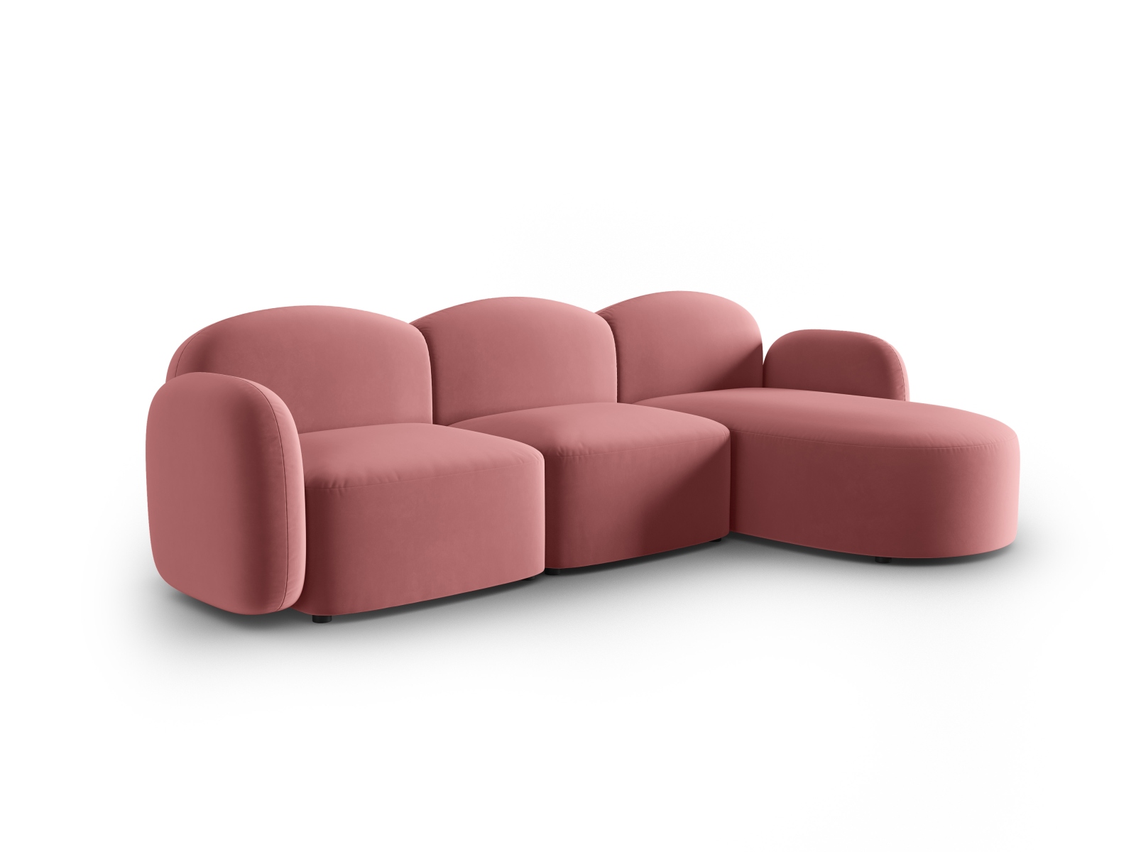 Velvet Right Corner Sofa, "Blair", 4 Seats, 274x167x76
