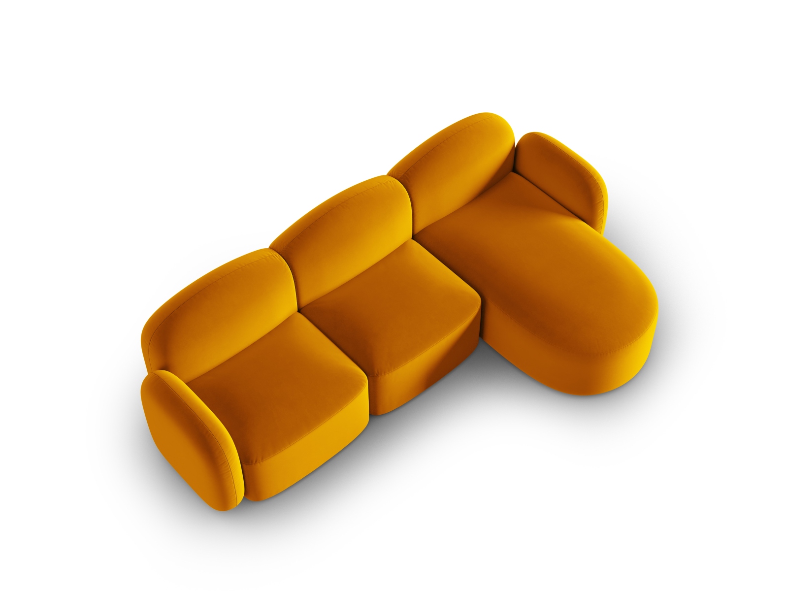 Velvet Right Corner Sofa, "Blair", 4 Seats, 274x167x76